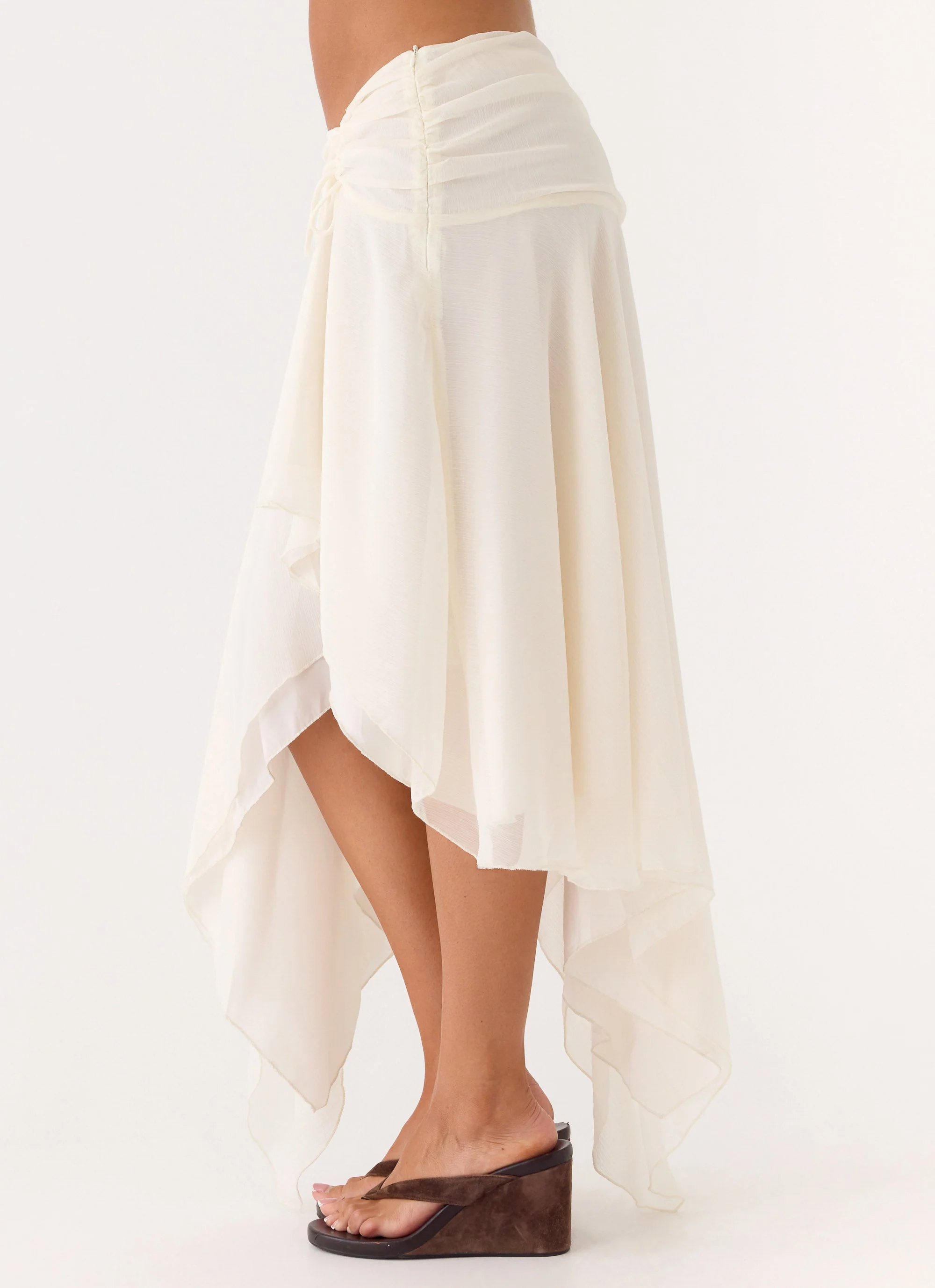Abeda Asymmetrical Midi Skirt - Ivory - Image 2