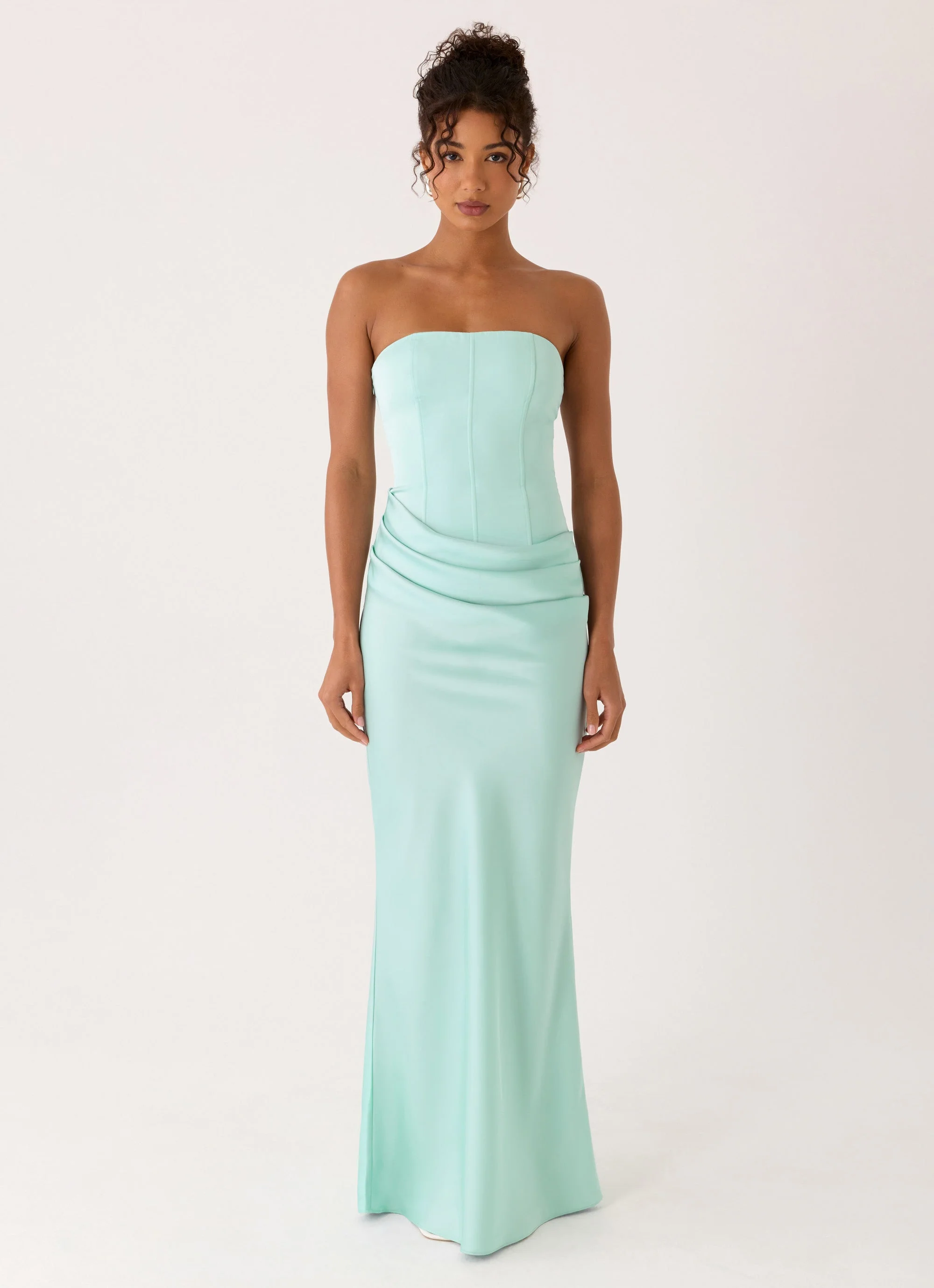 Adara Corset Maxi Dress - Aqua - Image 5