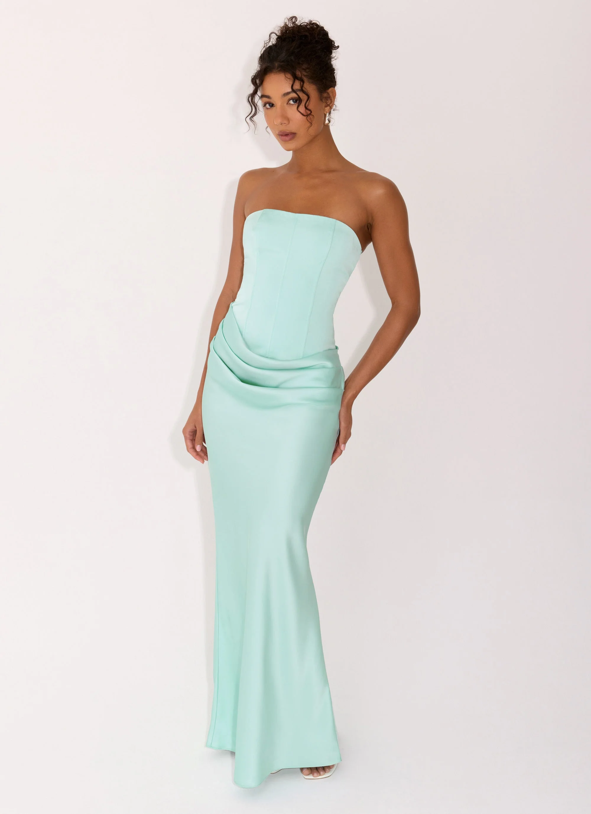 Adara Corset Maxi Dress - Aqua - Image 8