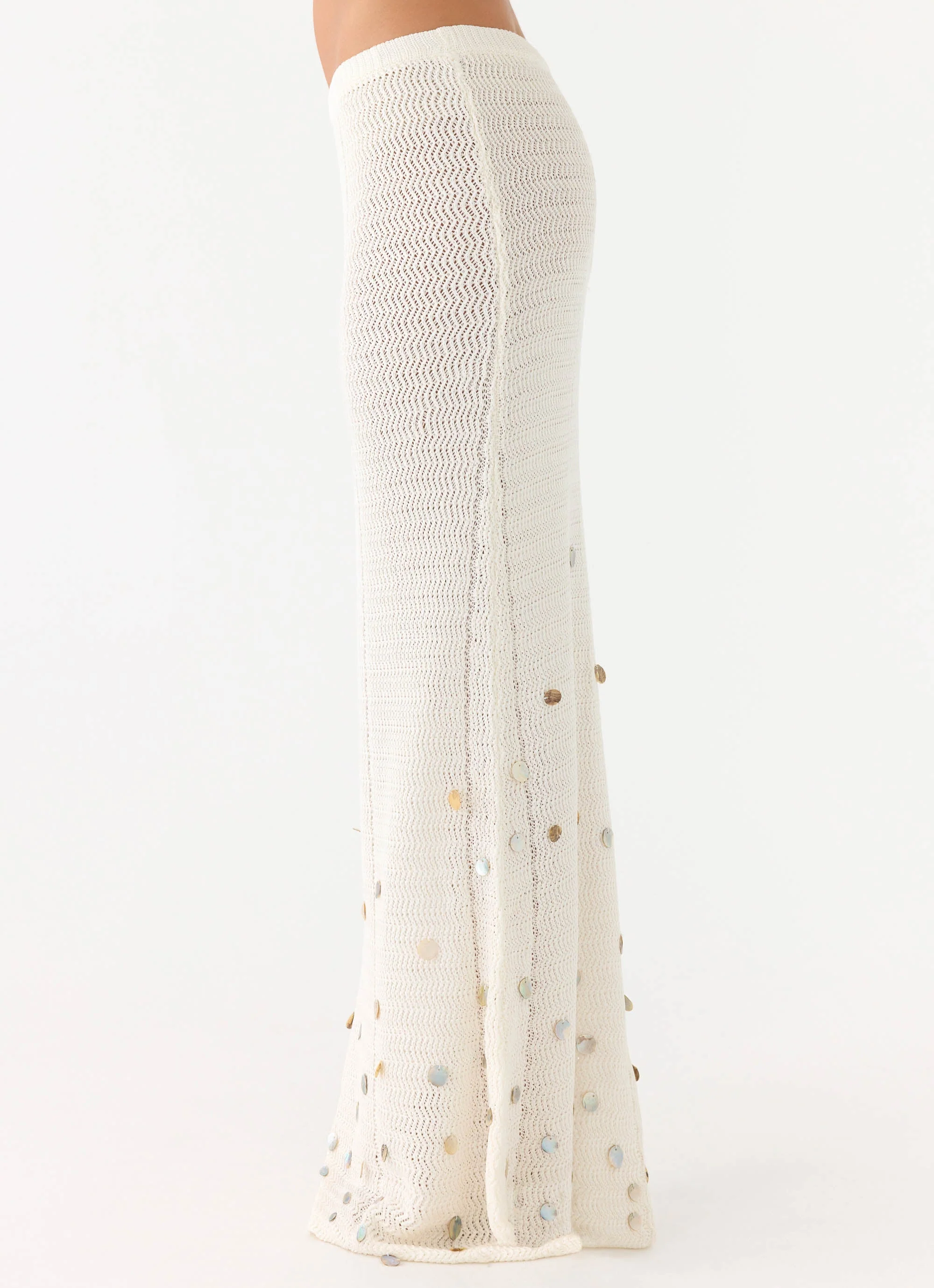 Adelaida Beaded Crochet Maxi Skirt - Ivory - Image 2