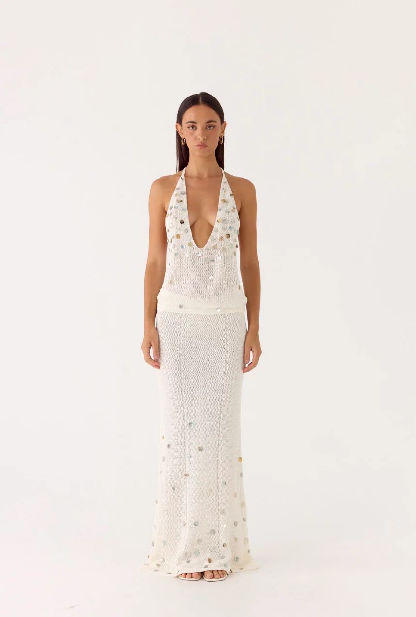 Adelaida Beaded Crochet Top - Ivory - Image 7