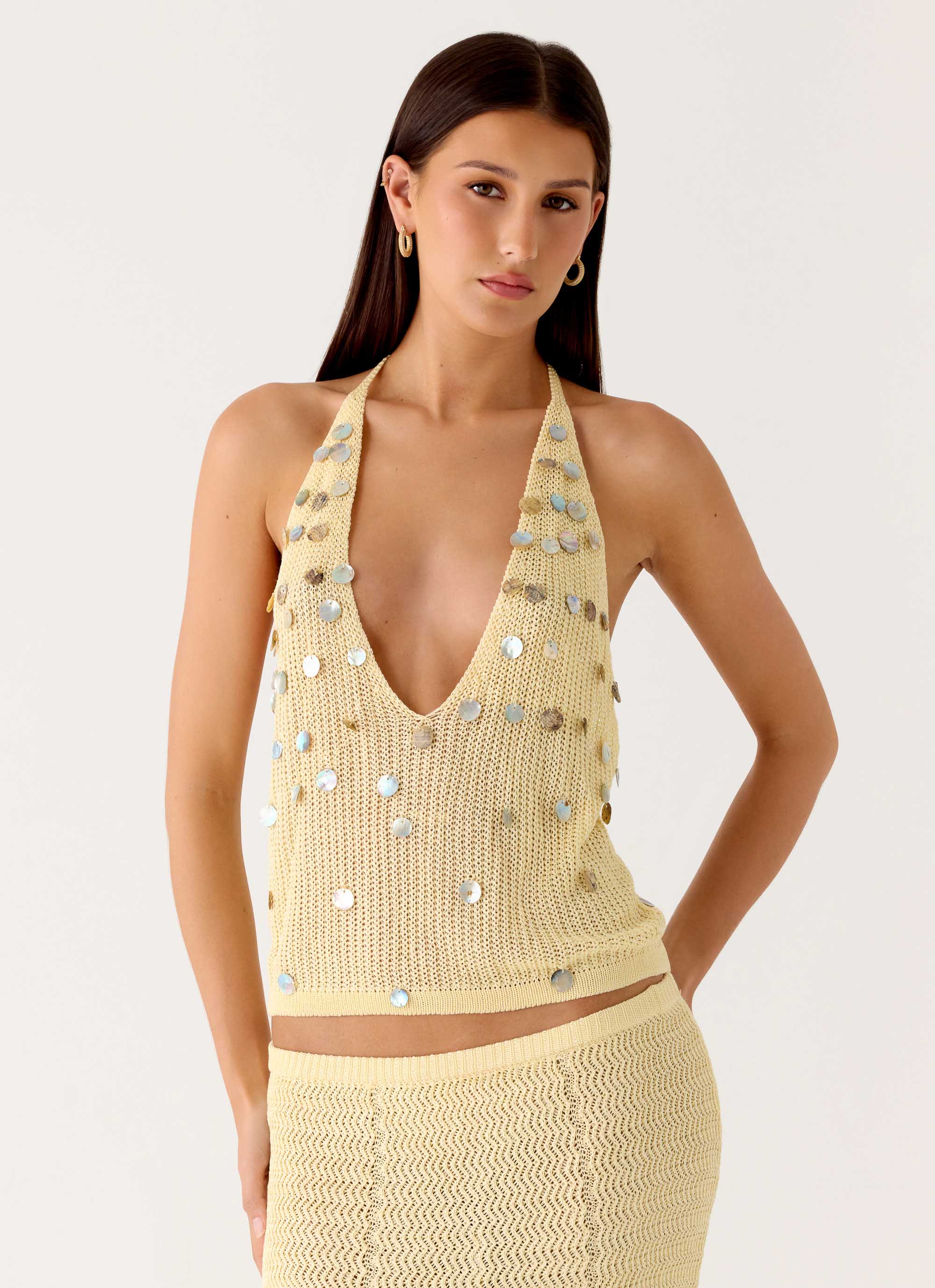 Adelaida Beaded Crochet Top - Yellow - Image 5