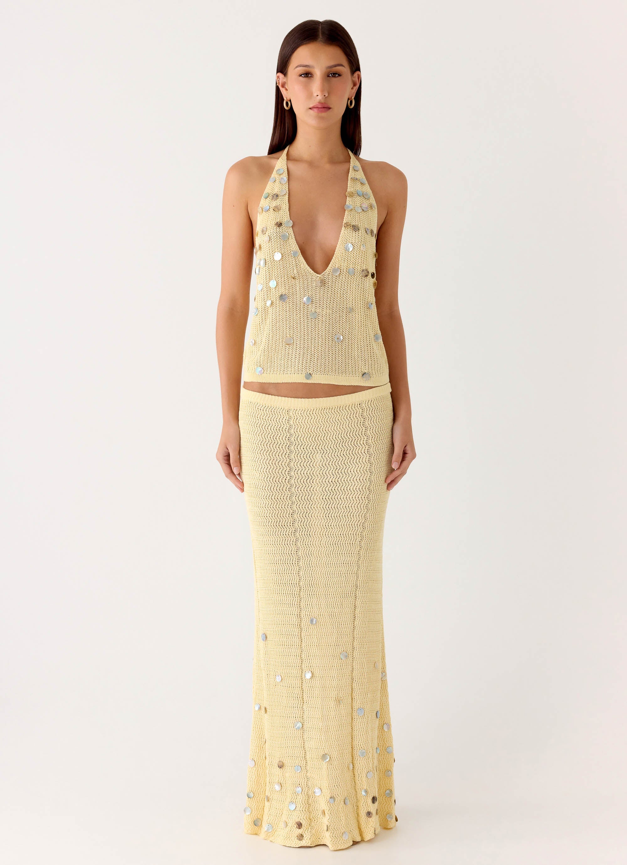 Adelaida Beaded Crochet Top - Yellow - Image 8