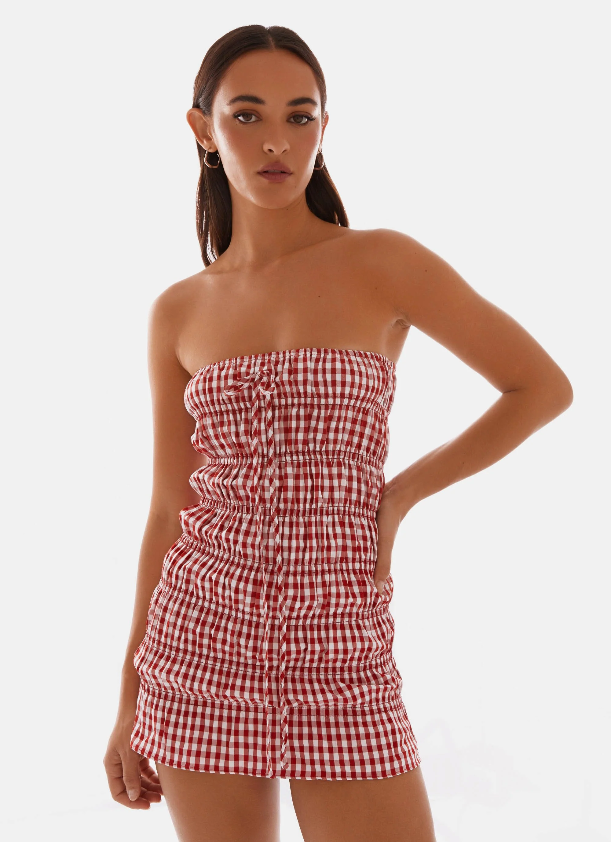 Adele Mini Dress - Red Gingham - Image 5