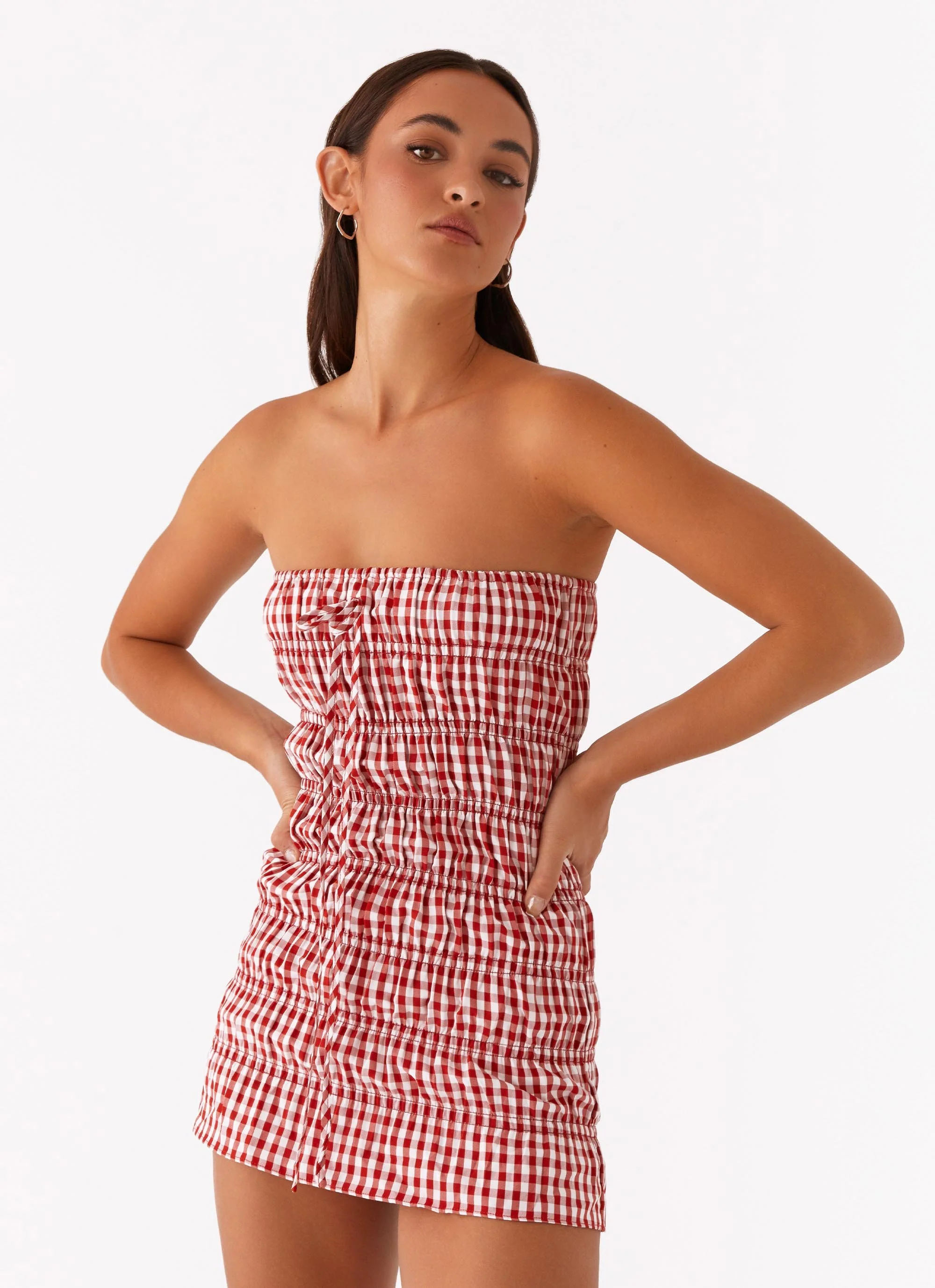 Adele Mini Dress - Red Gingham - Image 6
