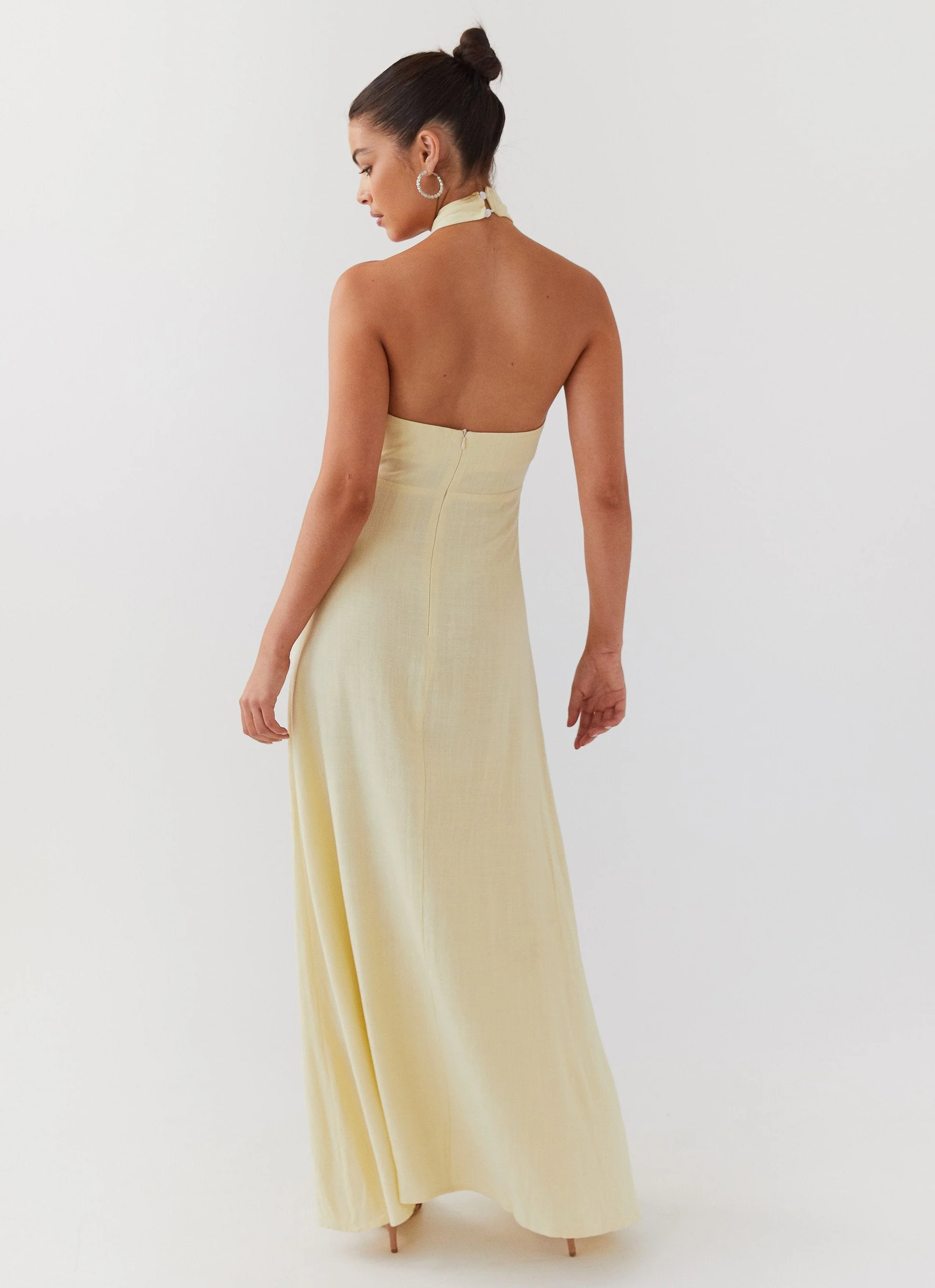 Adrienne Linen Maxi Dress - Lemon - Image 3