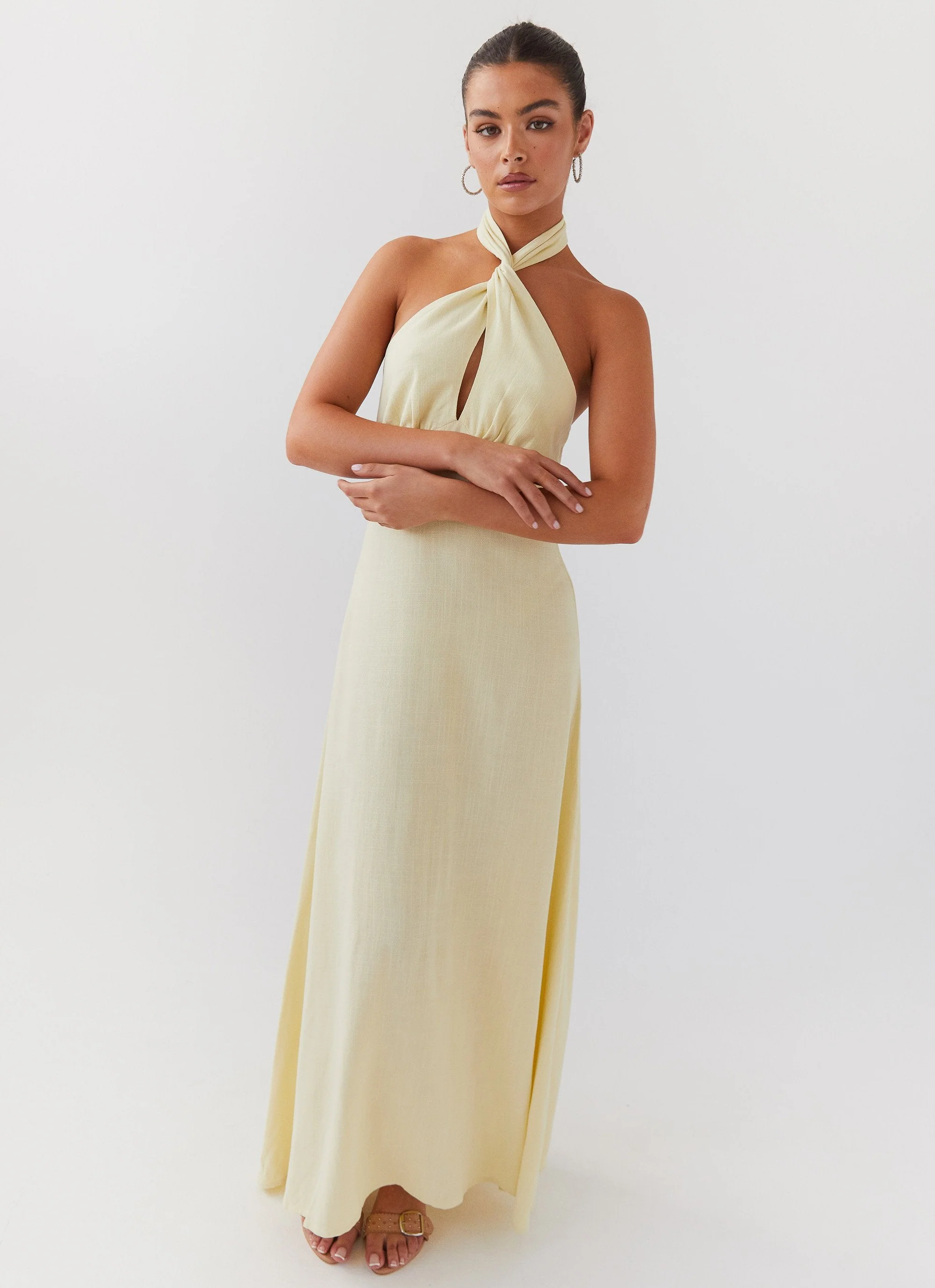 Adrienne Linen Maxi Dress - Lemon - Image 6