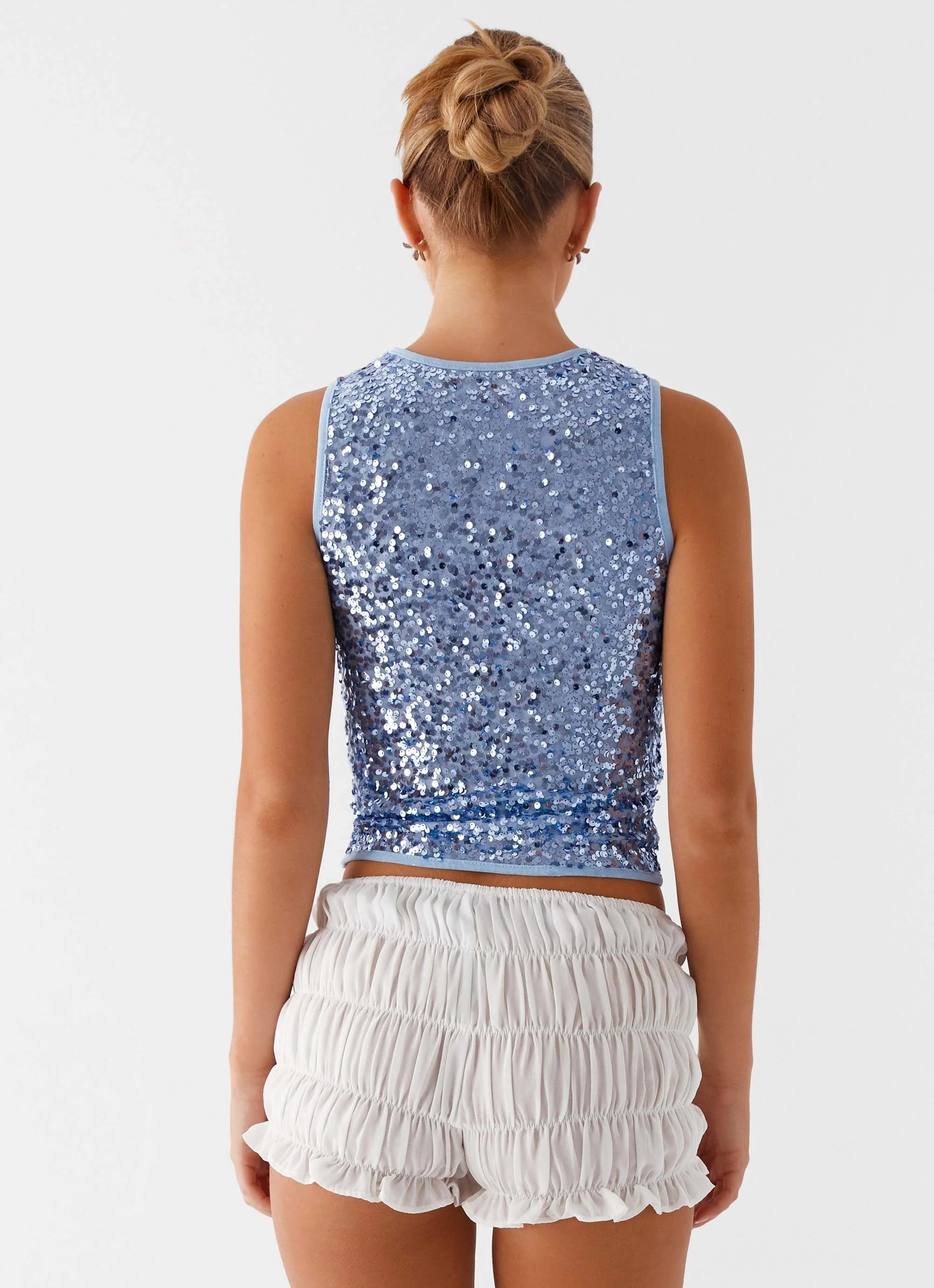 After Midnight Sequin Racer Top - Blue - Image 6