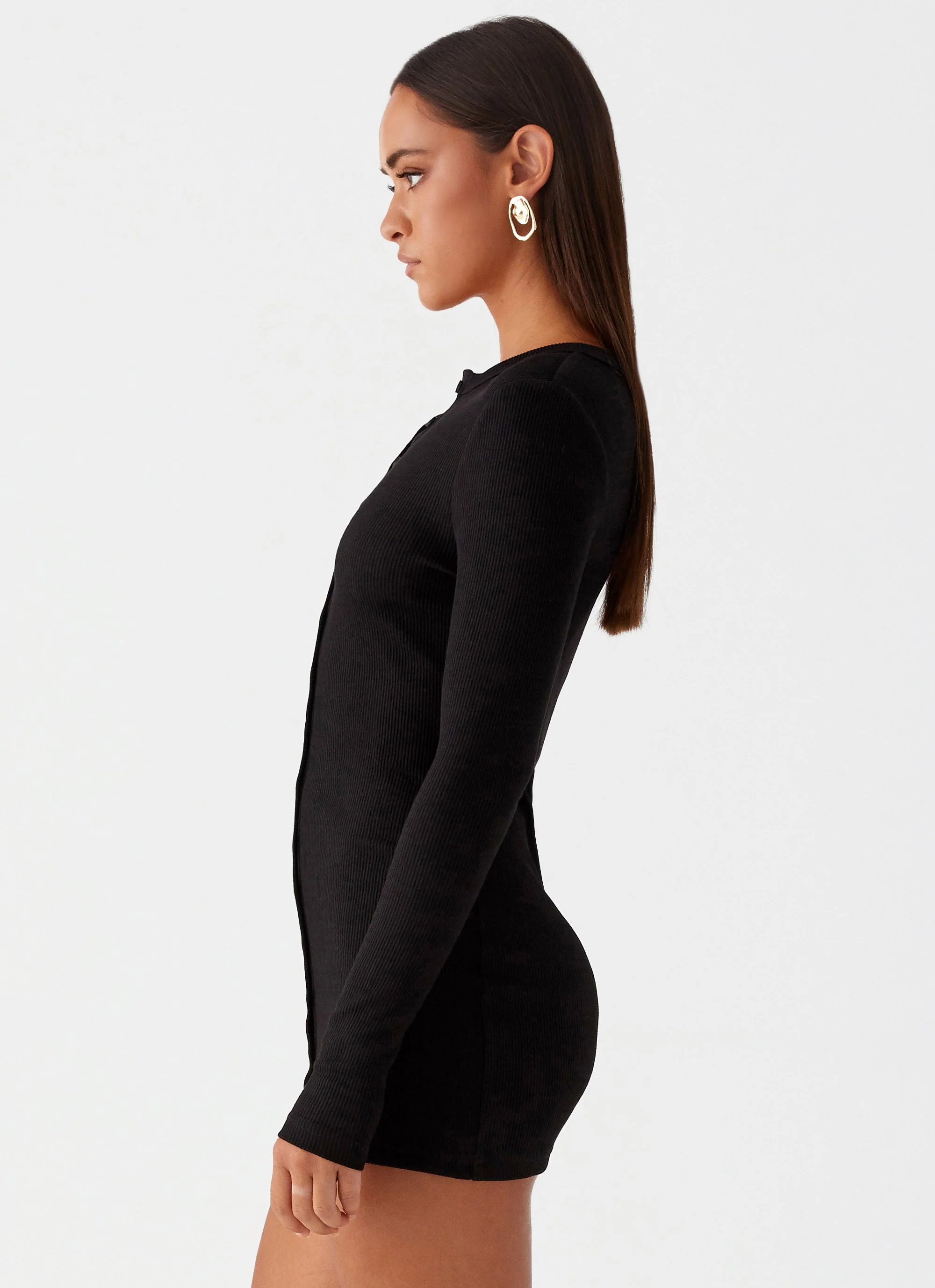 Ailee Long Sleeve Mini Dress - Black - Image 2