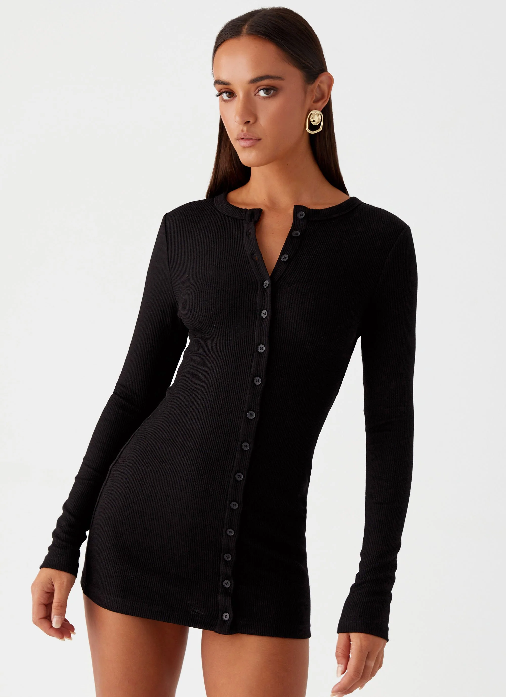 Ailee Long Sleeve Mini Dress - Black - Image 4