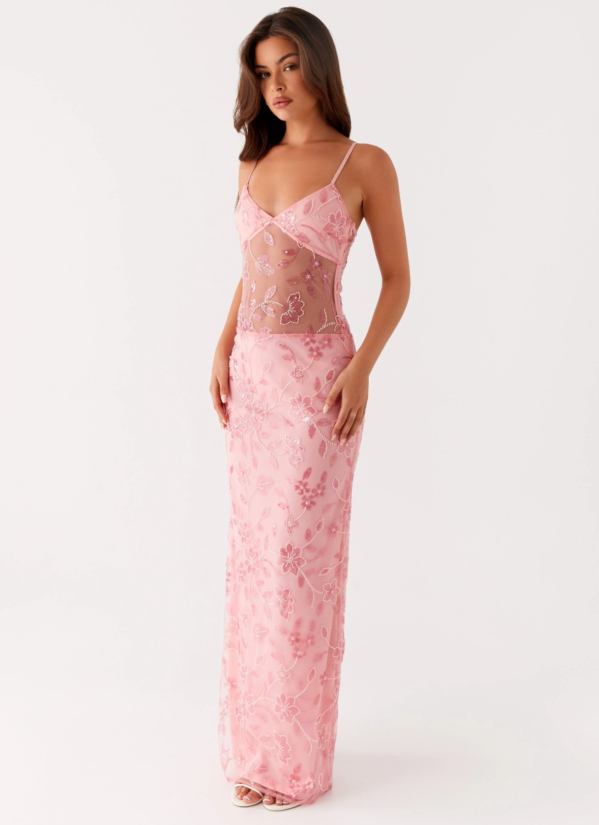 Akira Beaded Maxi Dress - Pink Orange - Image 3
