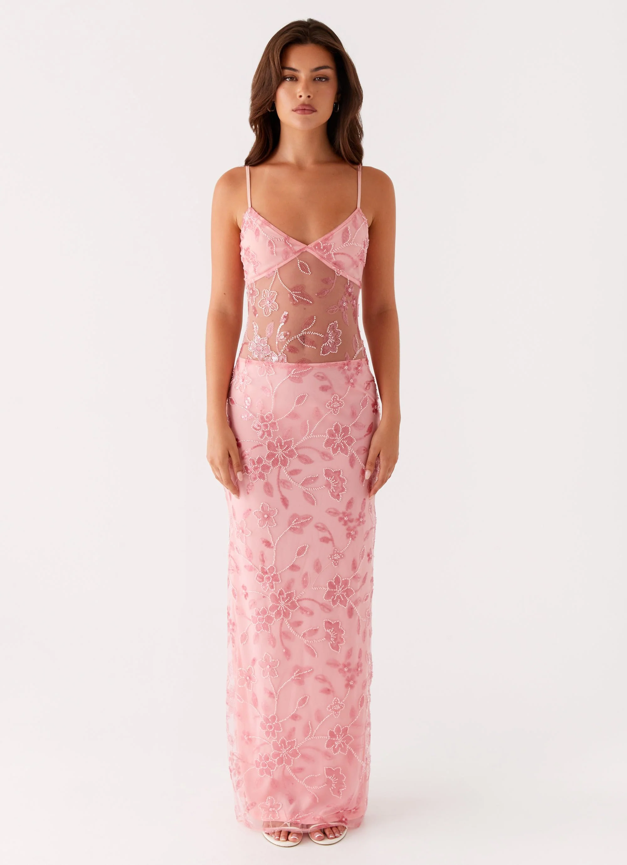 Akira Beaded Maxi Dress - Pink Orange - Image 6
