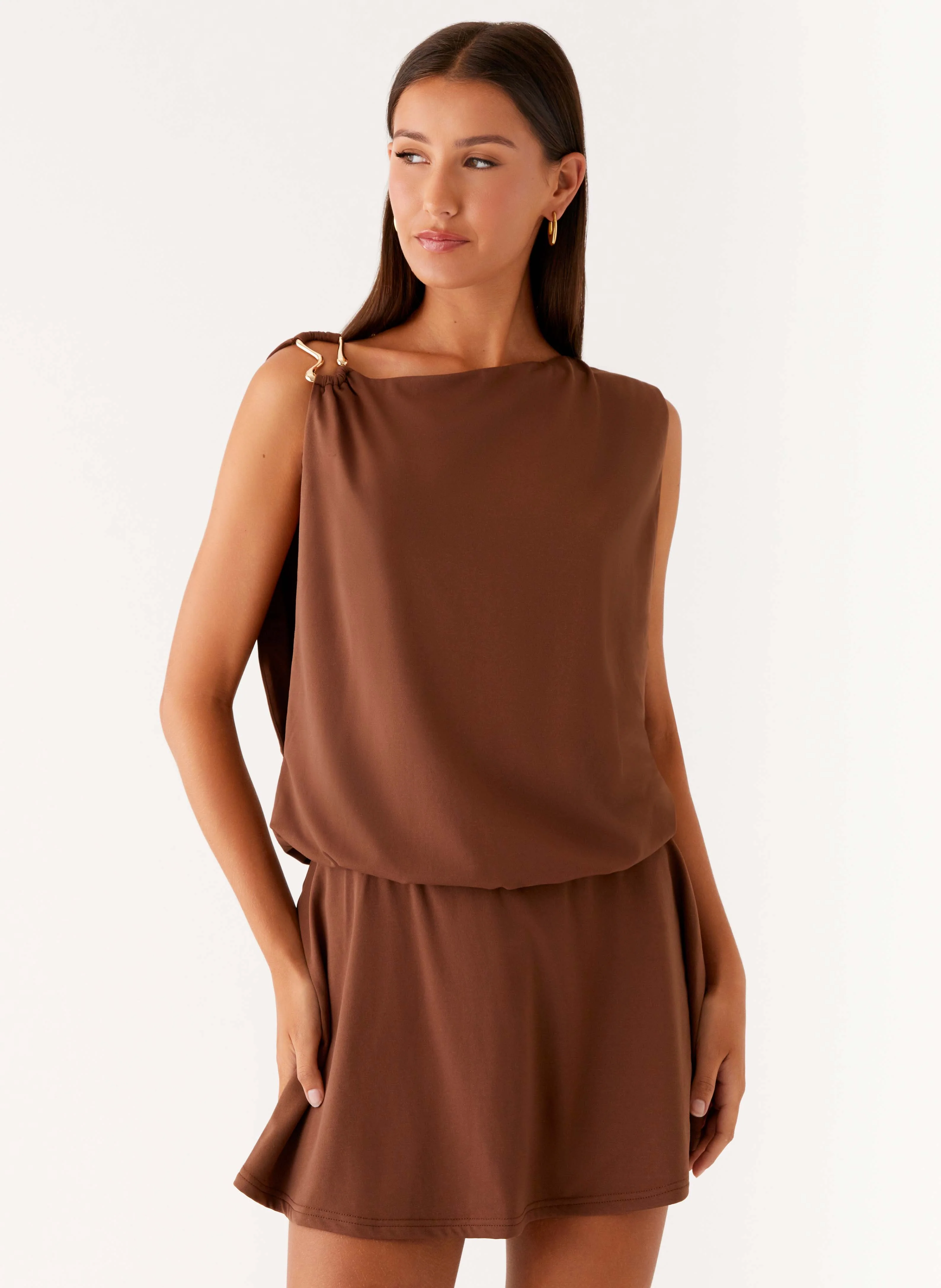 Ala Mini Dress - Chocolate - Image 4