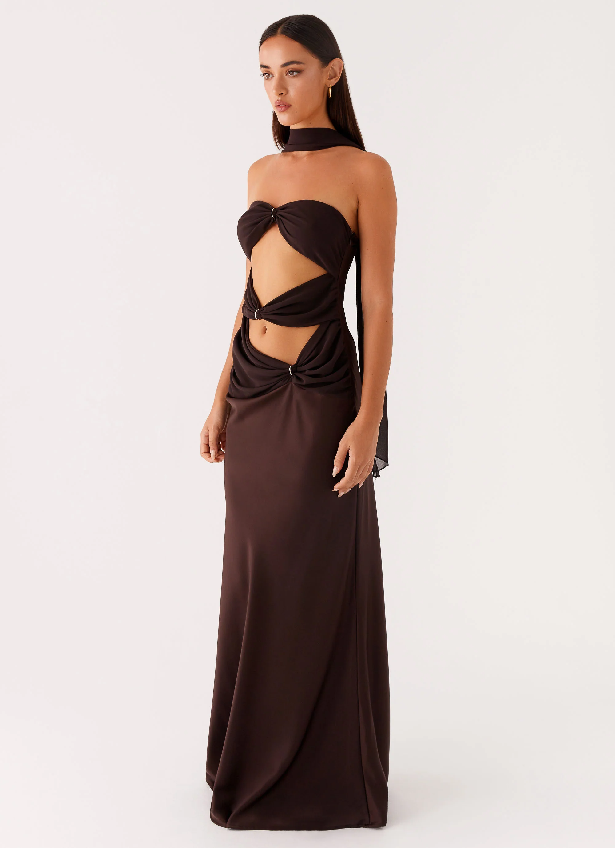 Alaine Scarf Maxi Dress - Dark Chocolate - Image 2