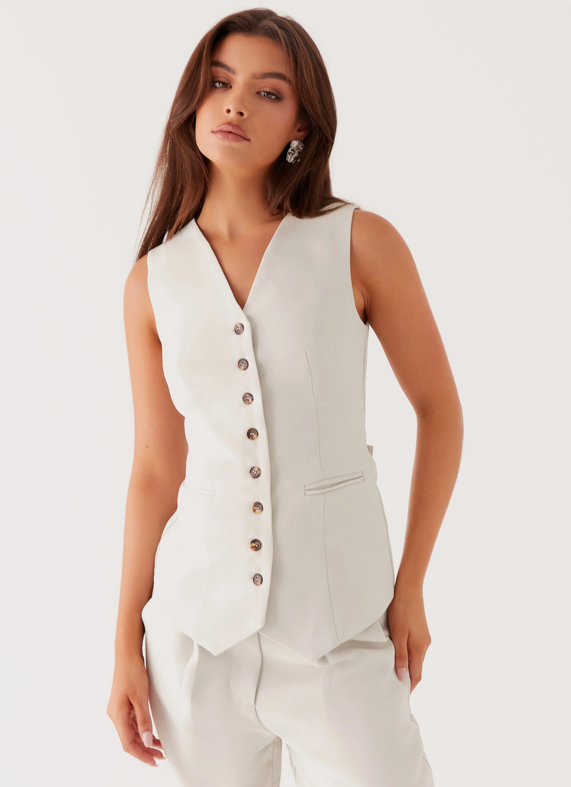 Alexis Vest Top - Pebble - Image 5