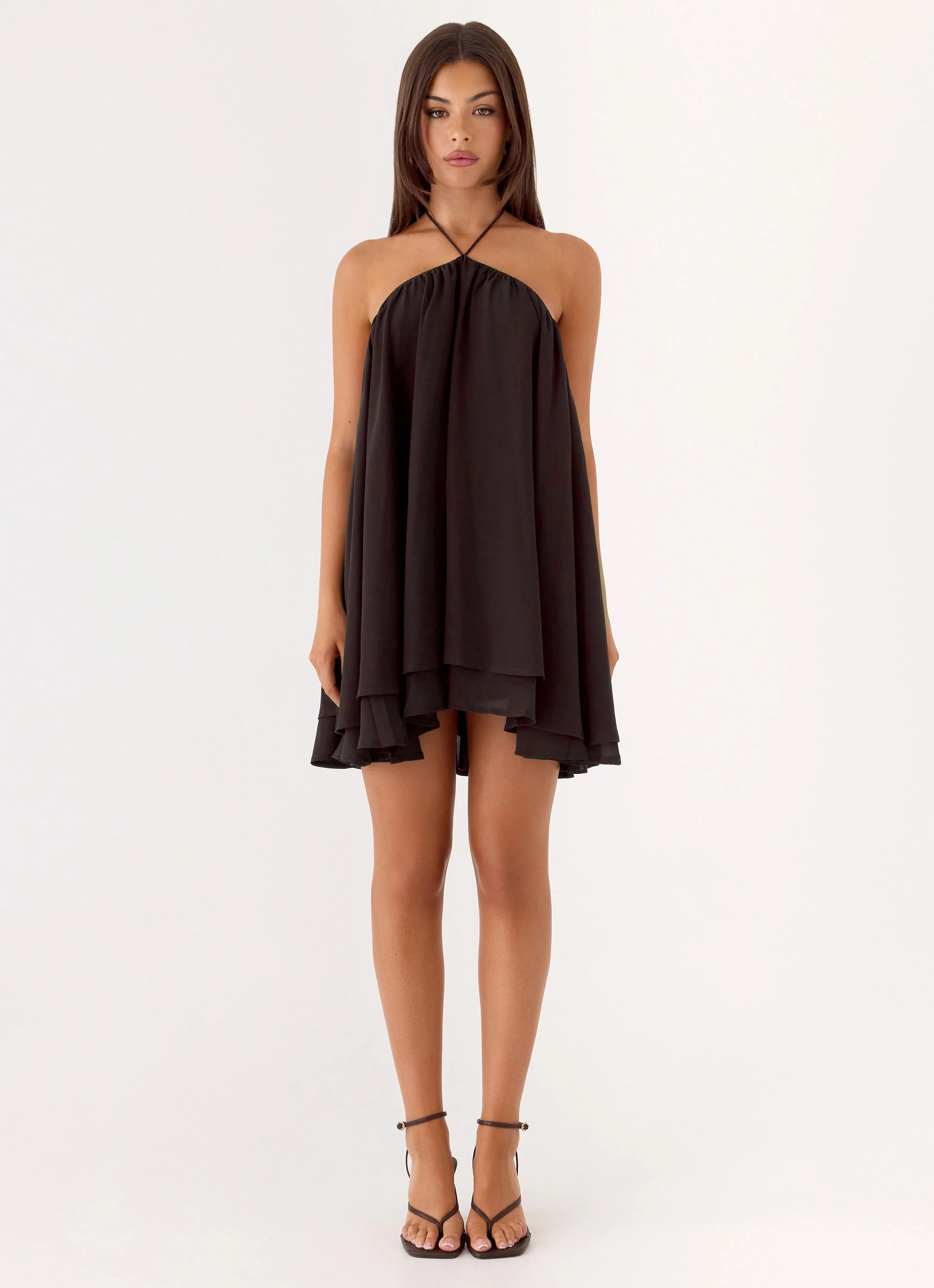 Alicelle Halter Mini Dress - Chocolate - Image 4