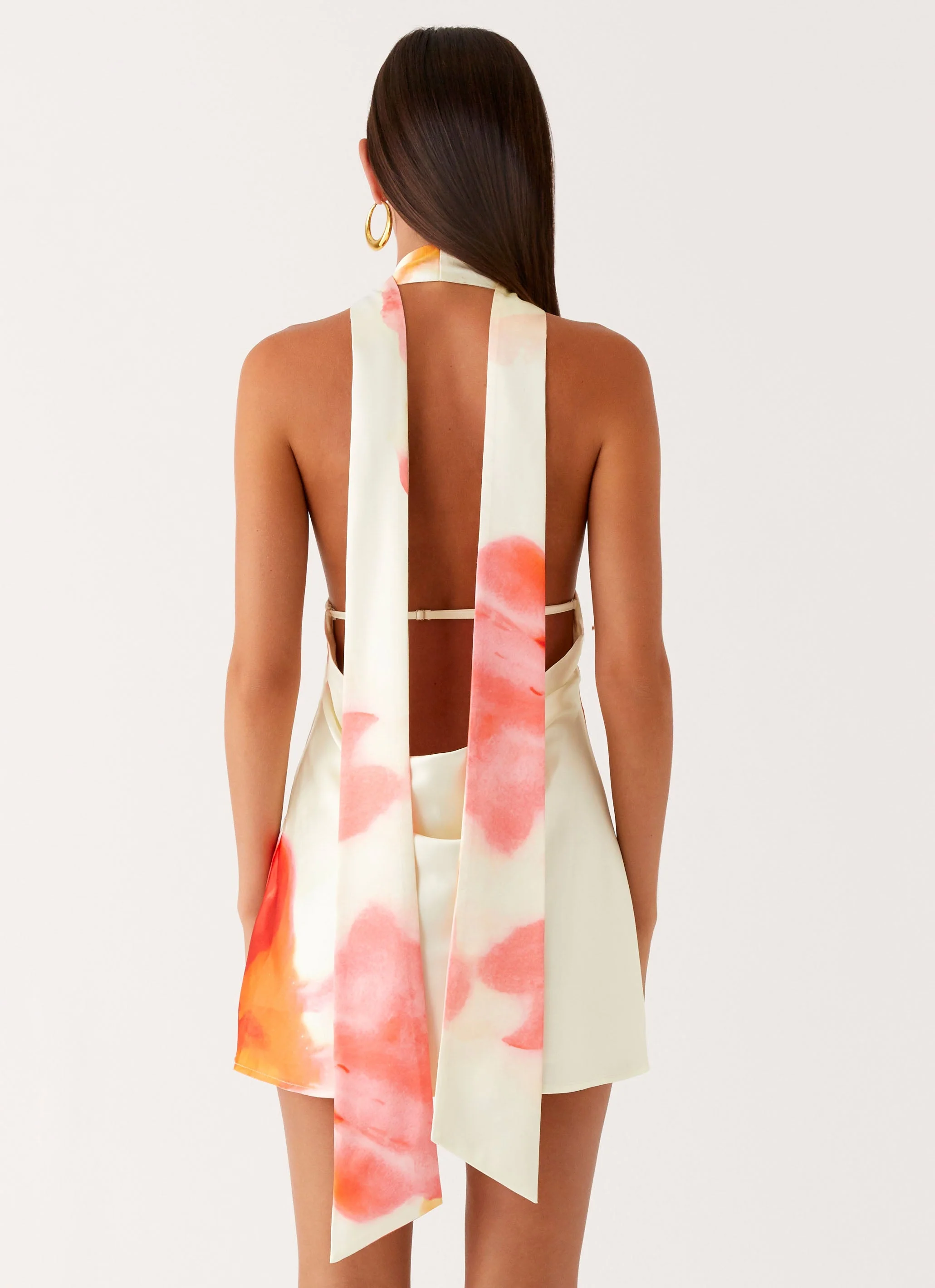 Alicia Satin Halter Mini Dress - Mimosa Blossom - Image 2