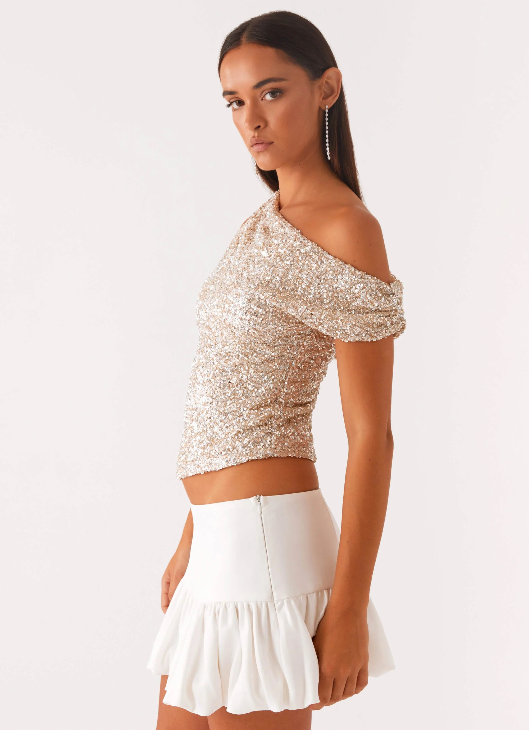All Star Off Shoulder Top - Silver - Image 4