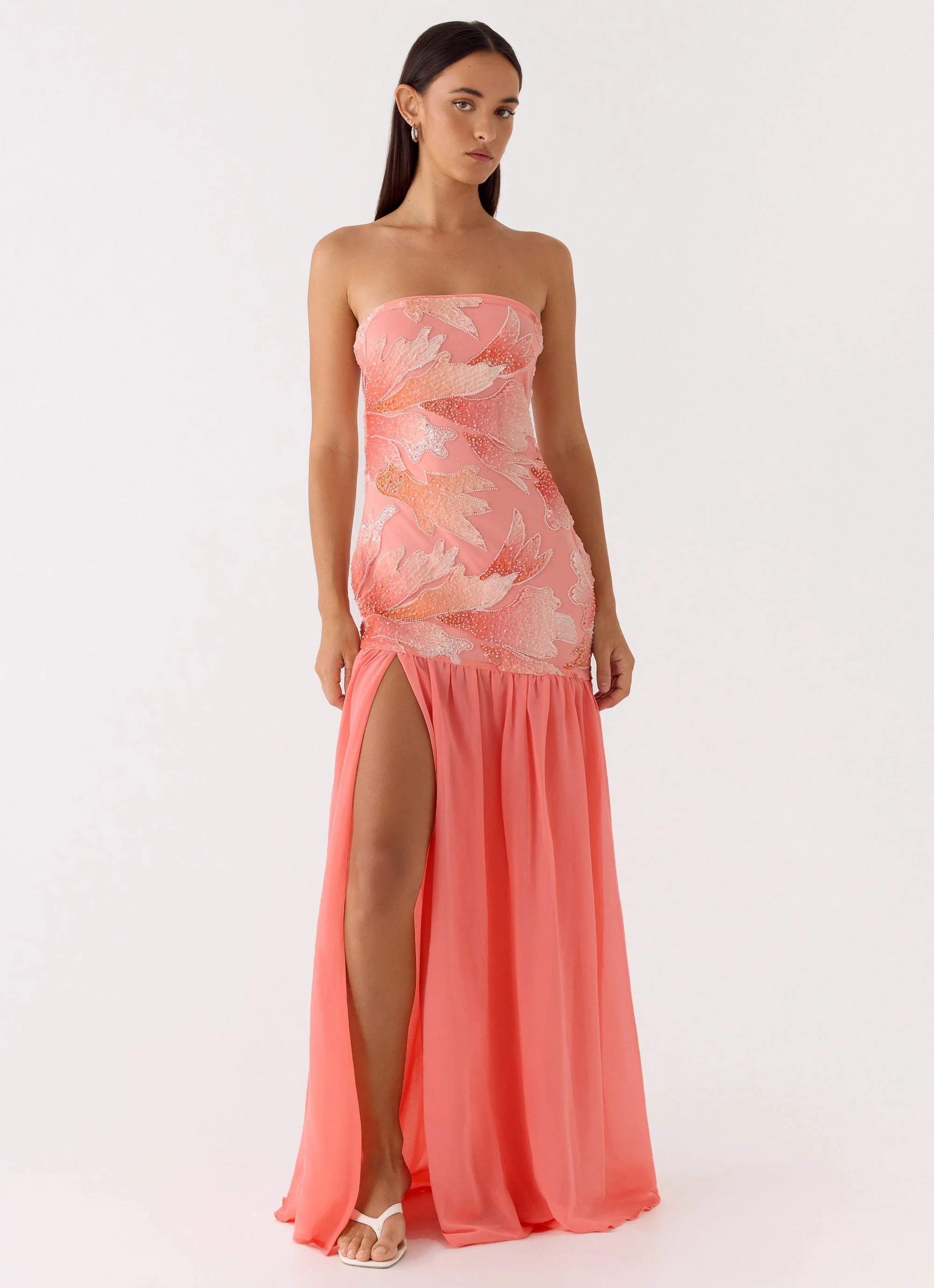 Allana Beaded Maxi Dress - Papaya - Image 8