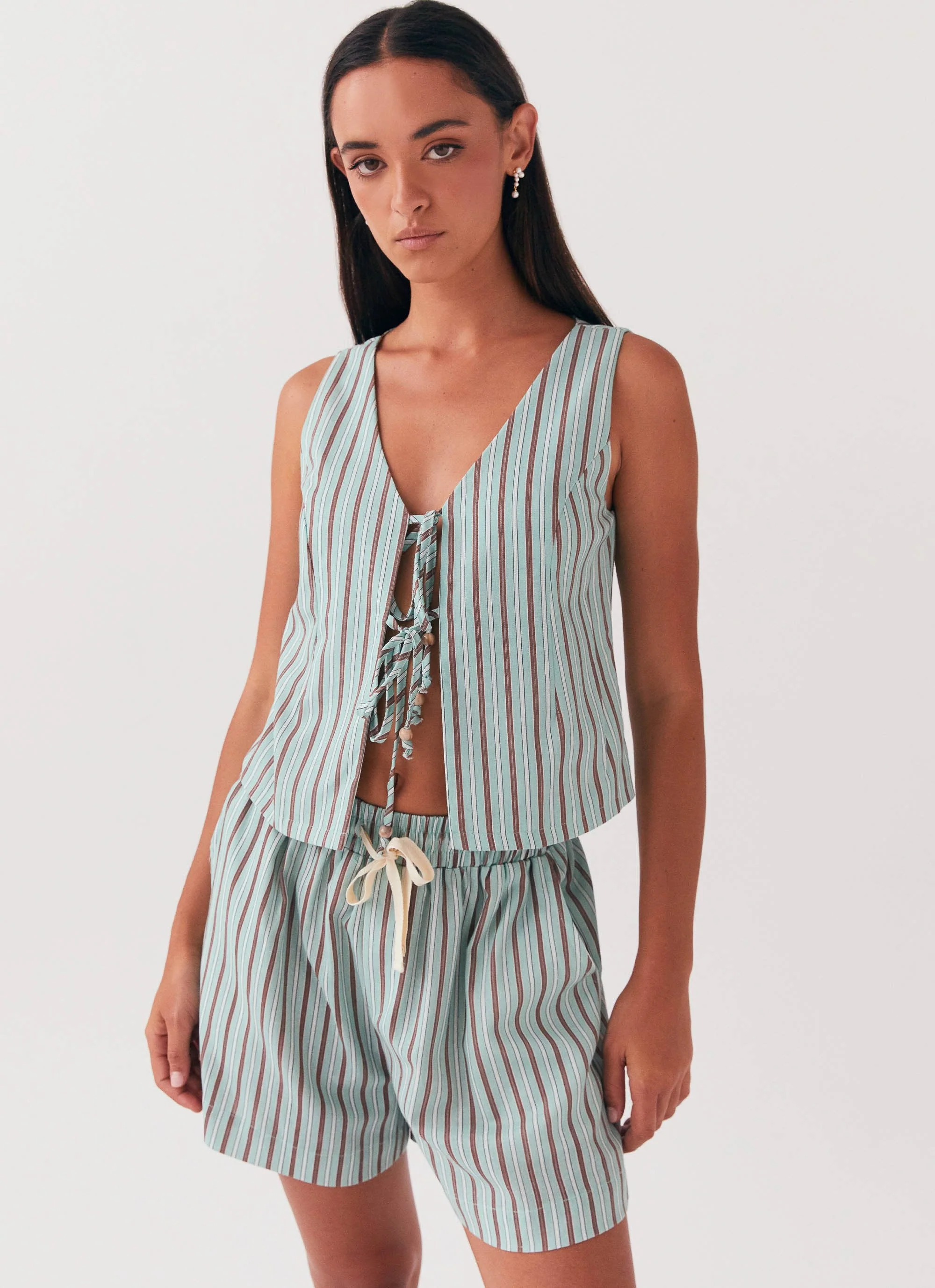 Allania Linen Shorts - Coastal Stripe - Image 6
