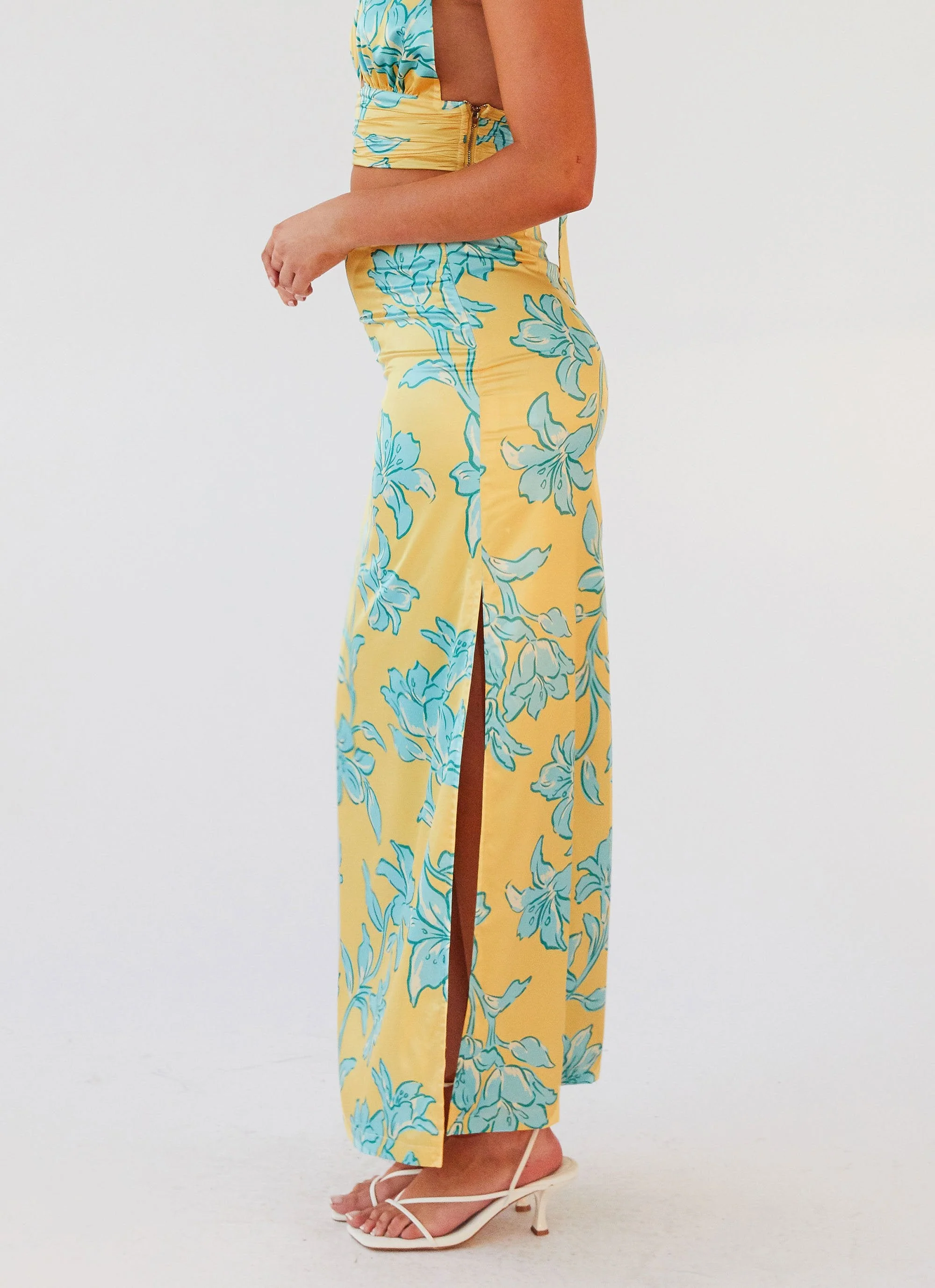 Amalia Satin Maxi Skirt - Golden Bloom - Image 3