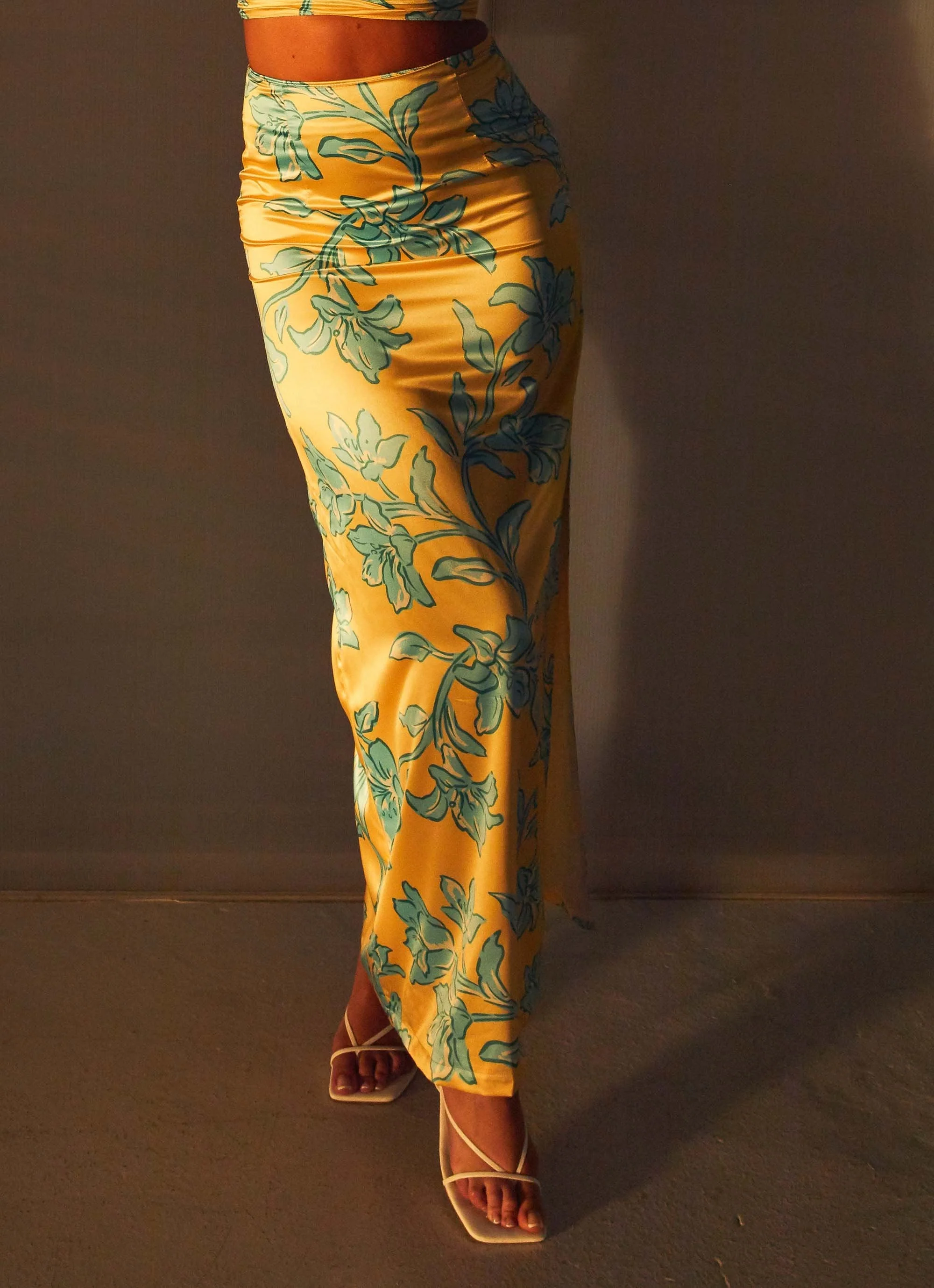 Amalia Satin Maxi Skirt - Golden Bloom - Image 5