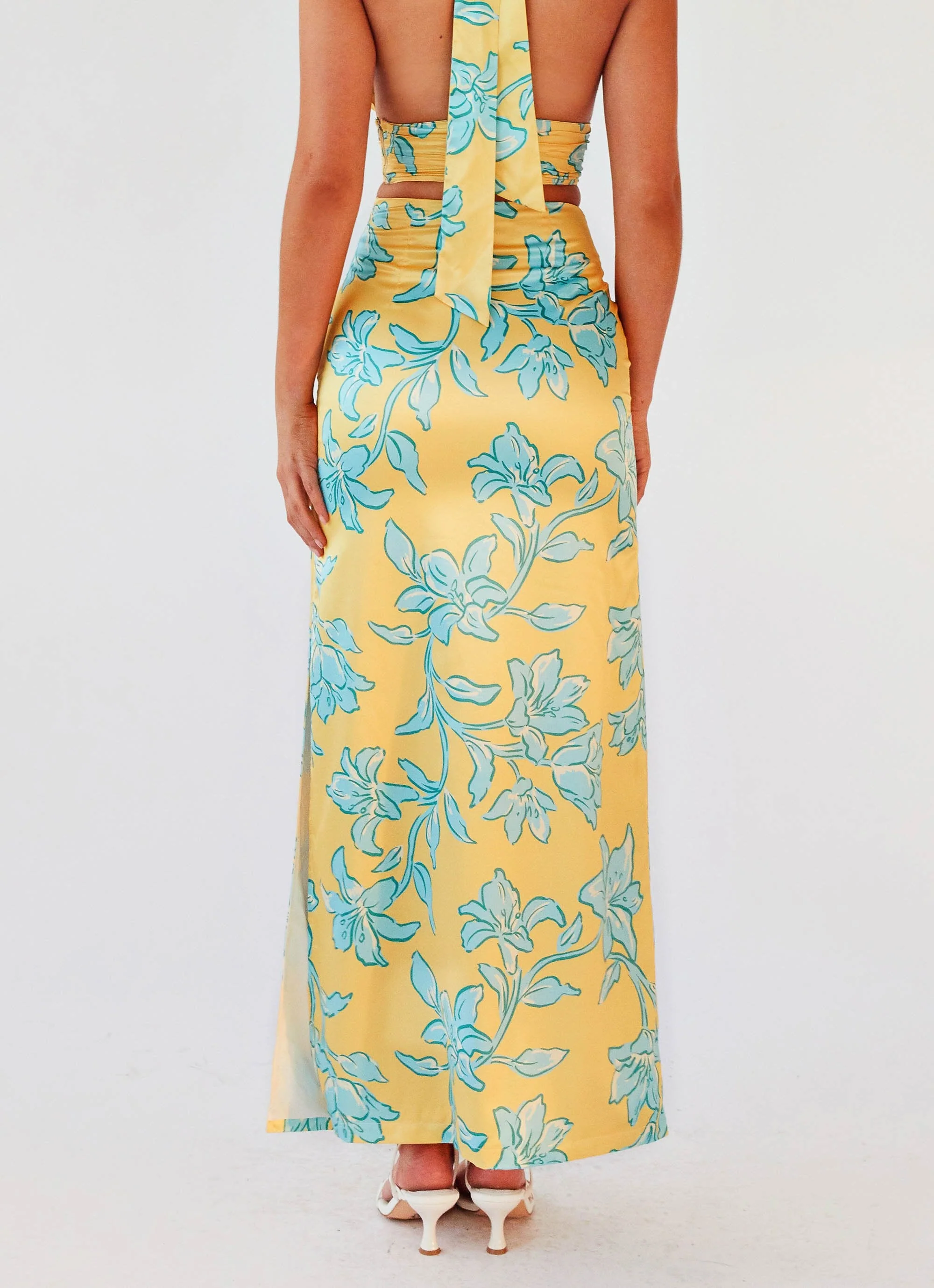 Amalia Satin Maxi Skirt - Golden Bloom - Image 6