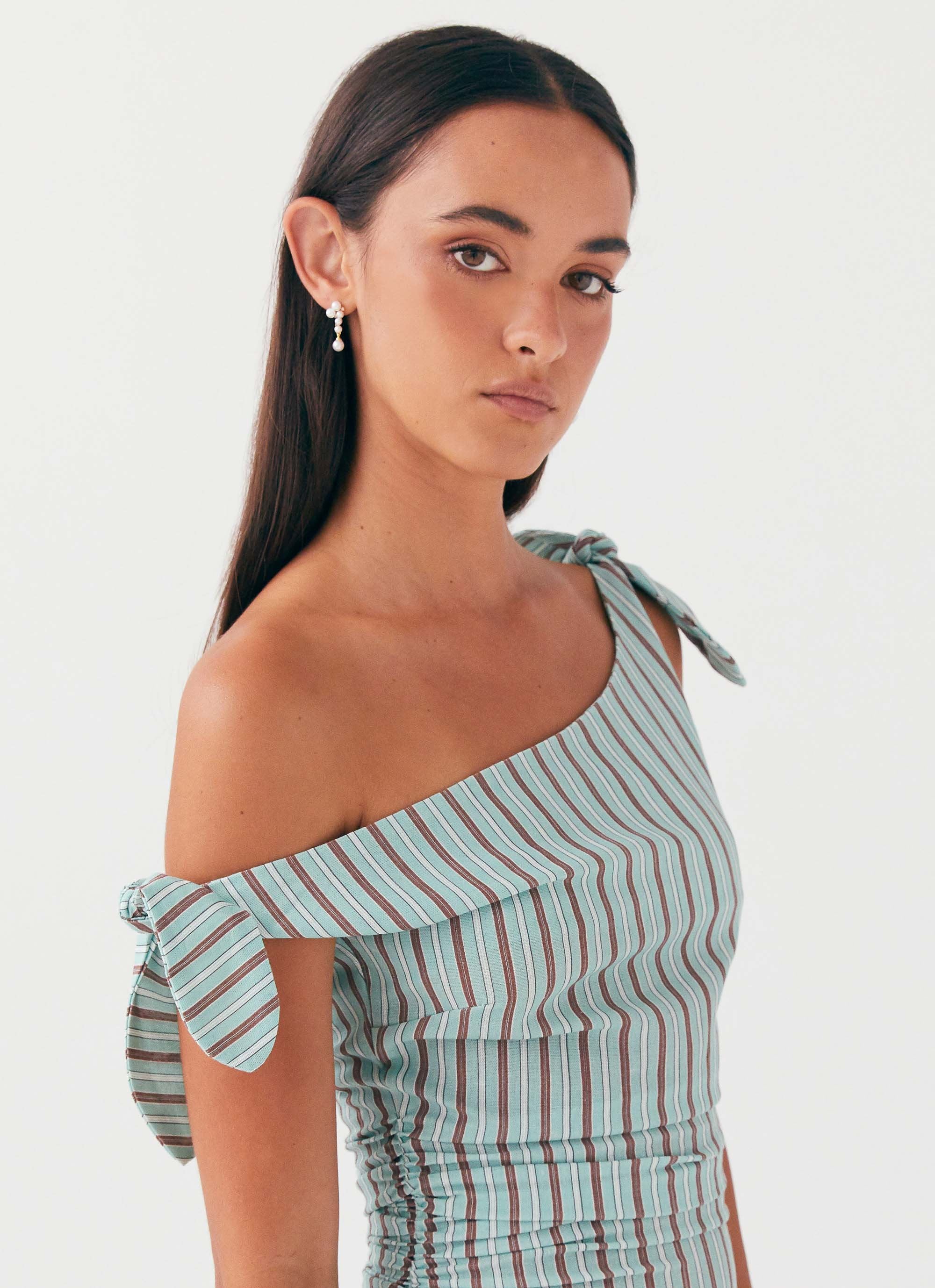 Amazonia Linen Mini Dress - Coastal Stripe - Image 2