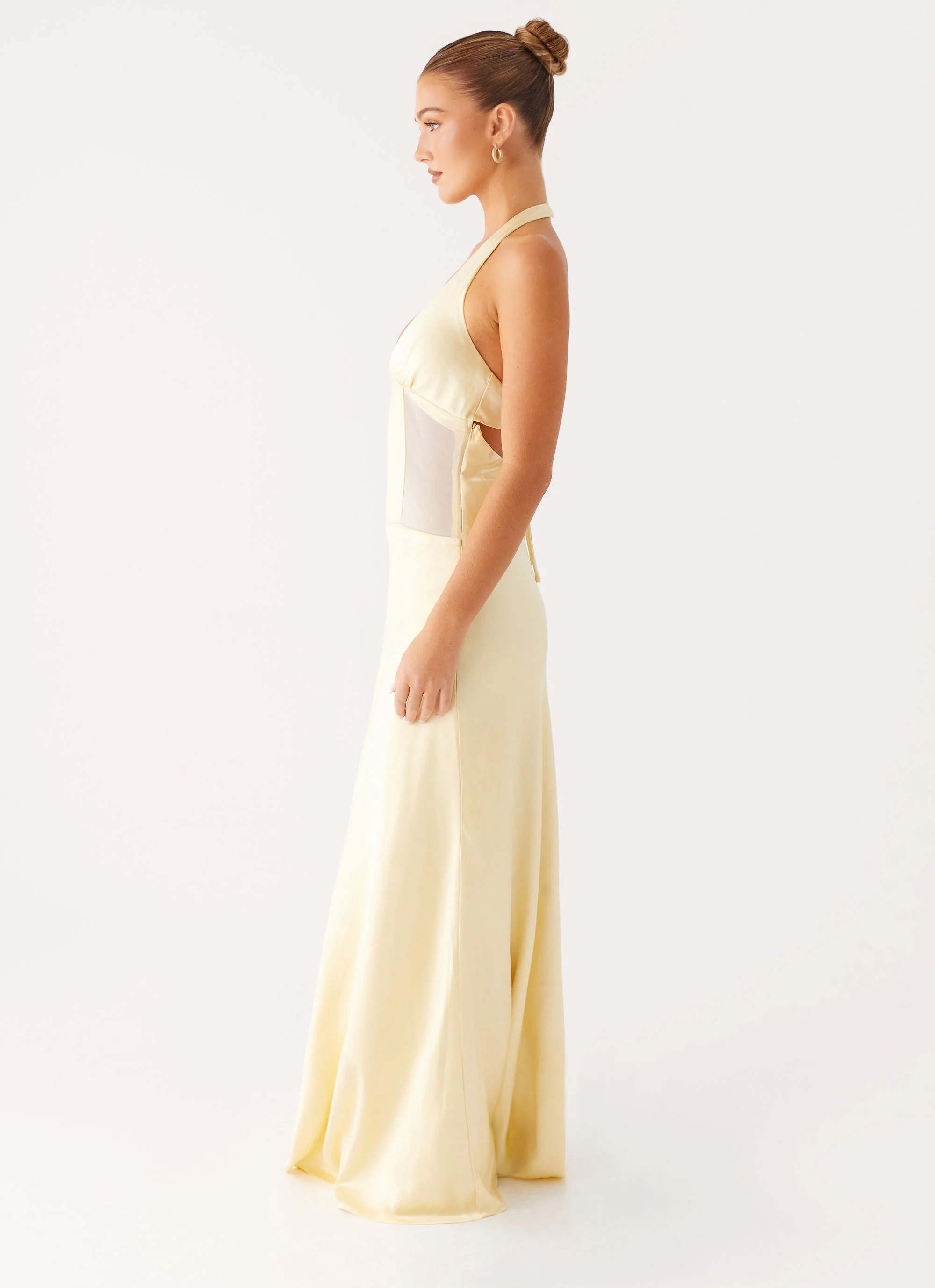 Ambre Mesh Panel Maxi Dress - Yellow - Image 2
