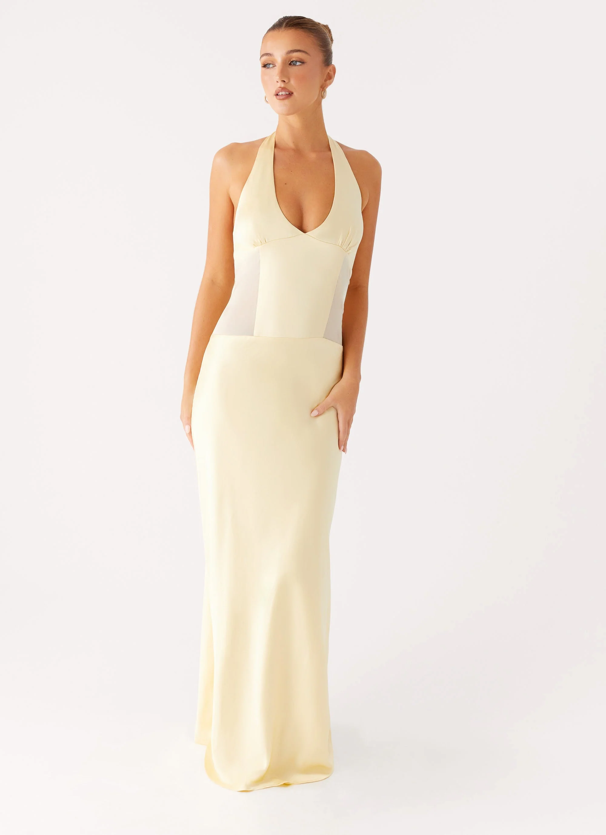 Ambre Mesh Panel Maxi Dress - Yellow - Image 6