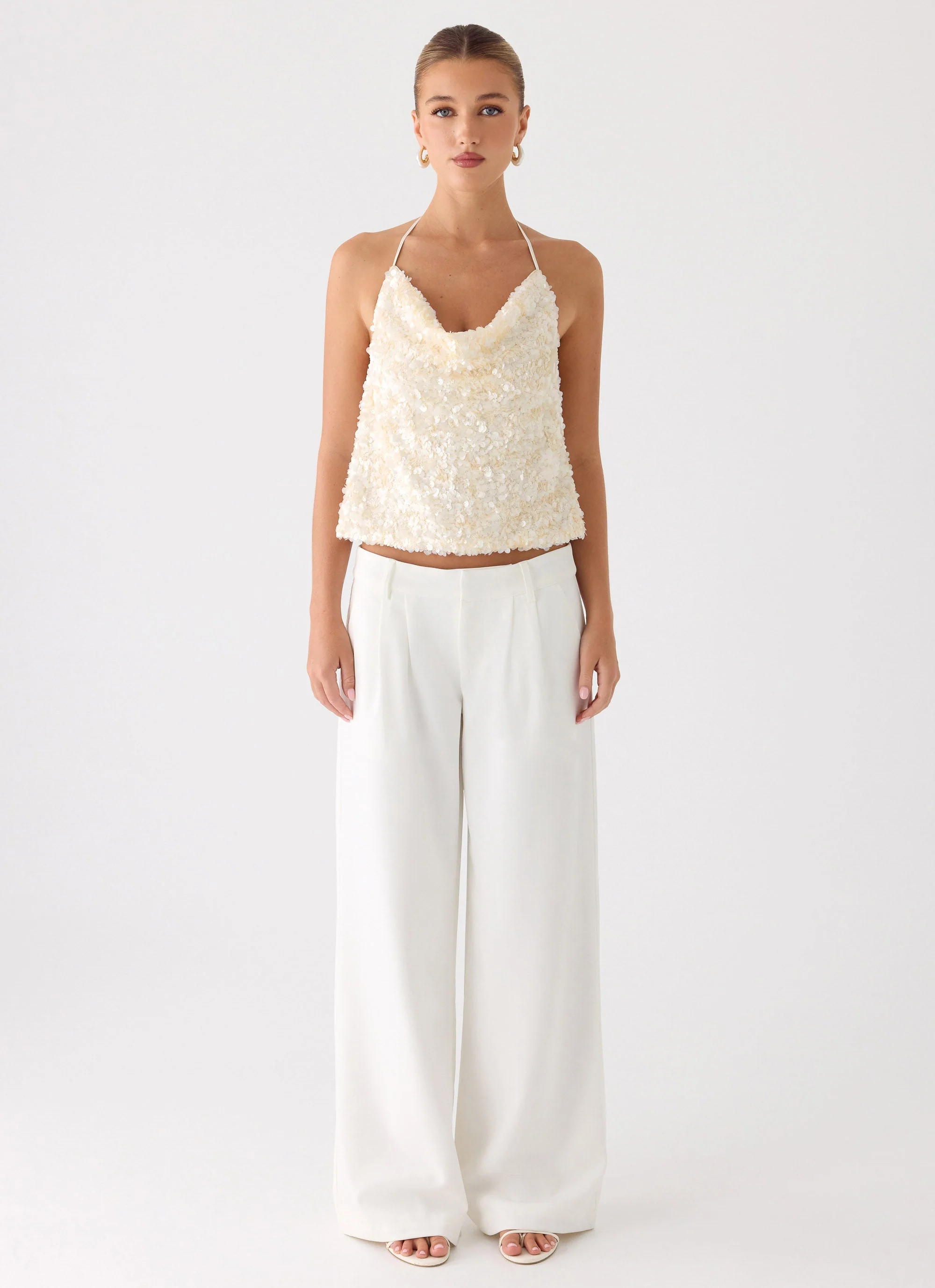 Amelita Sequin Top - Ivory - Image 2