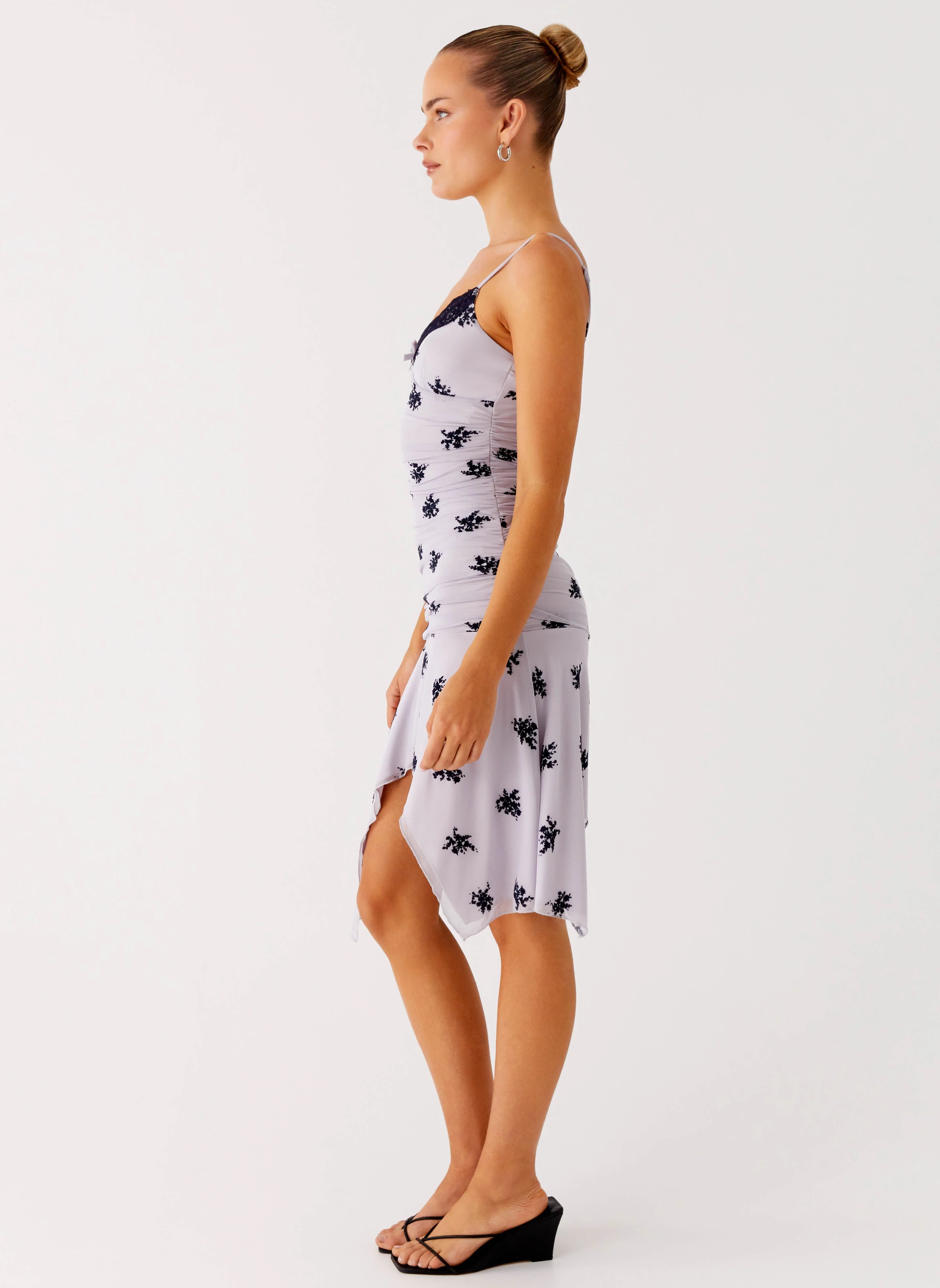 Amor Flock Hanky Mini Dress - Lilac - Image 3