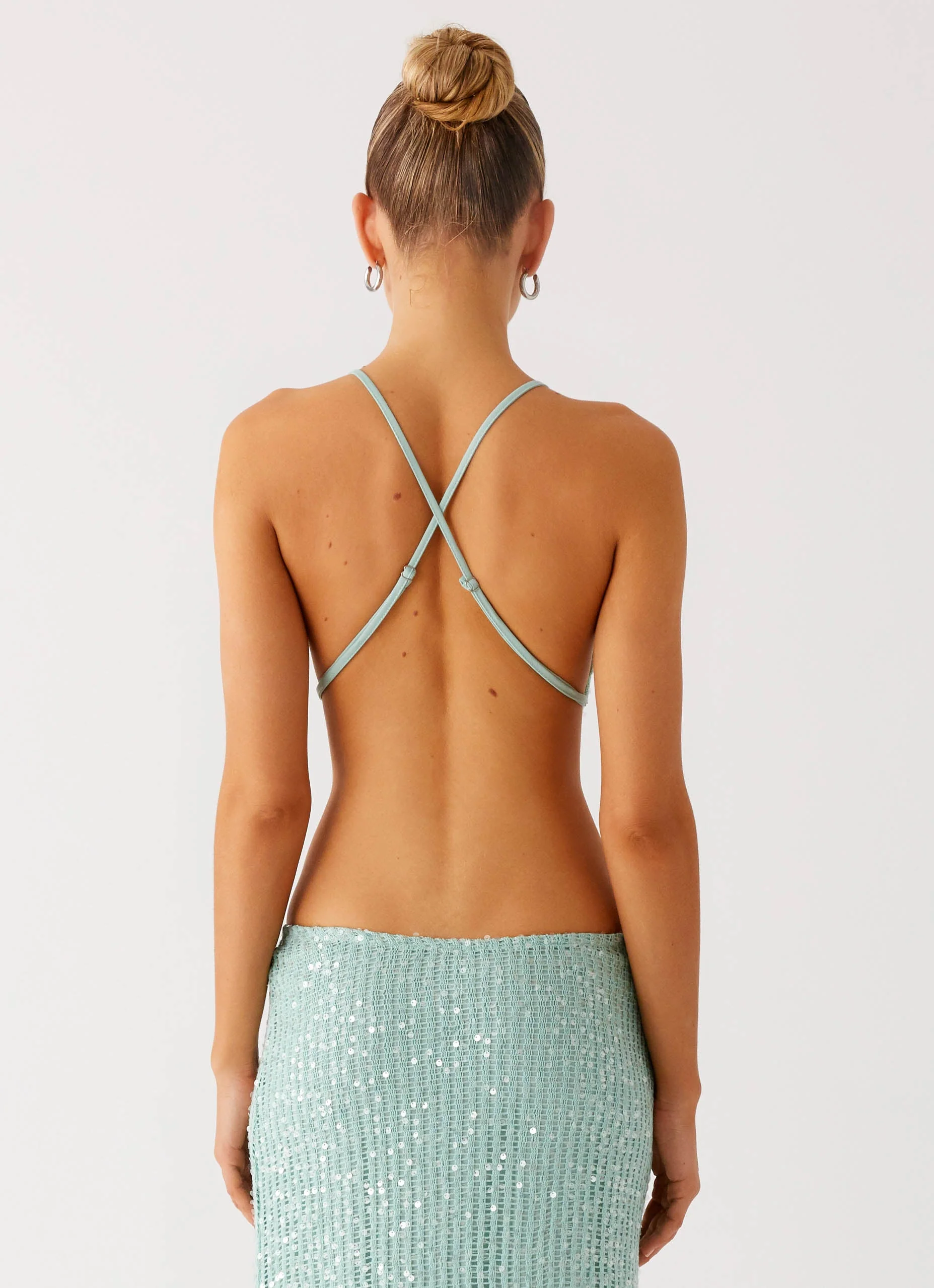 Amoura Sequin Cowl Top - Mint Sage - Image 3