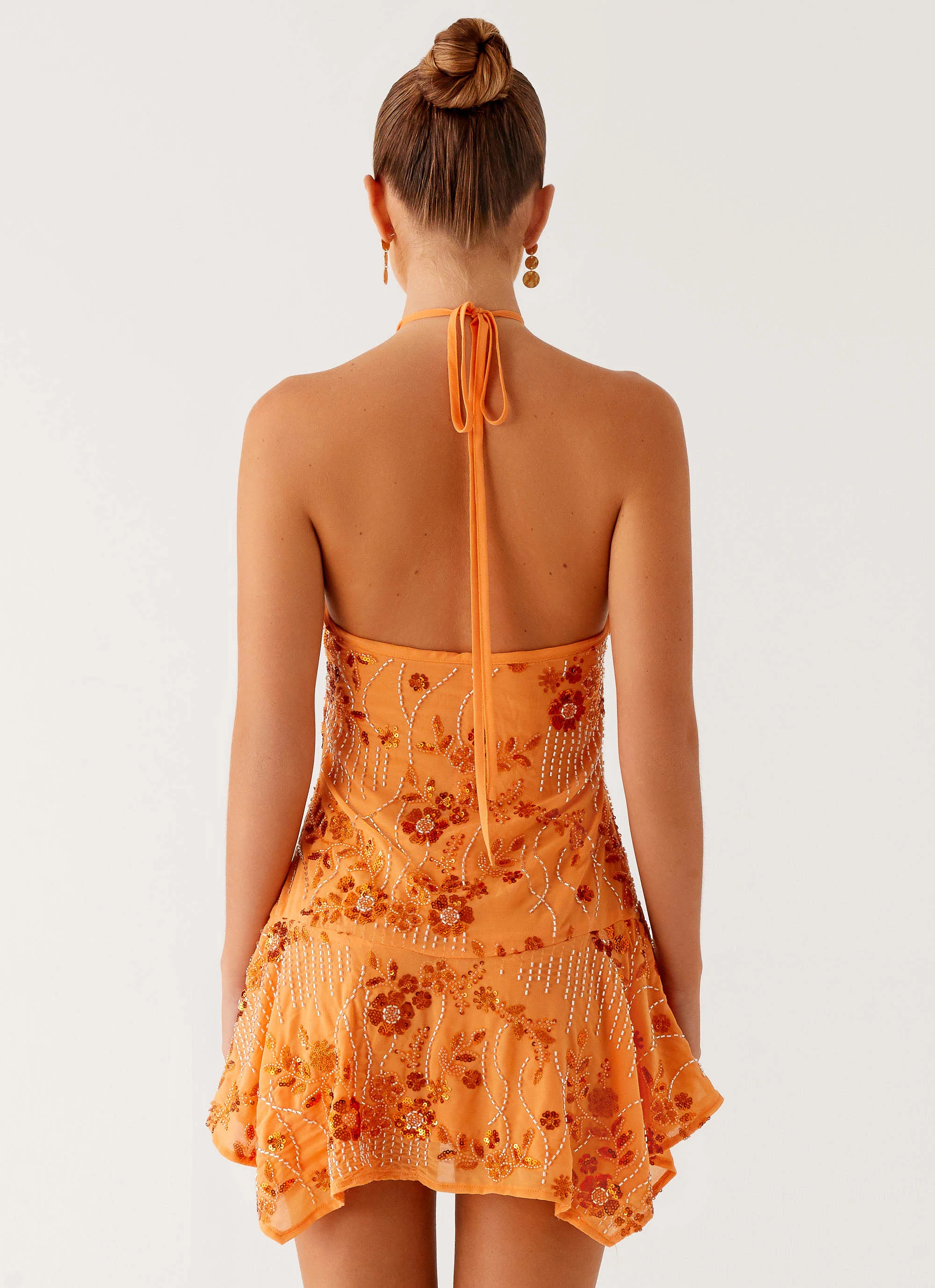 Ampolia Halter Mini Dress - Orange - Image 4