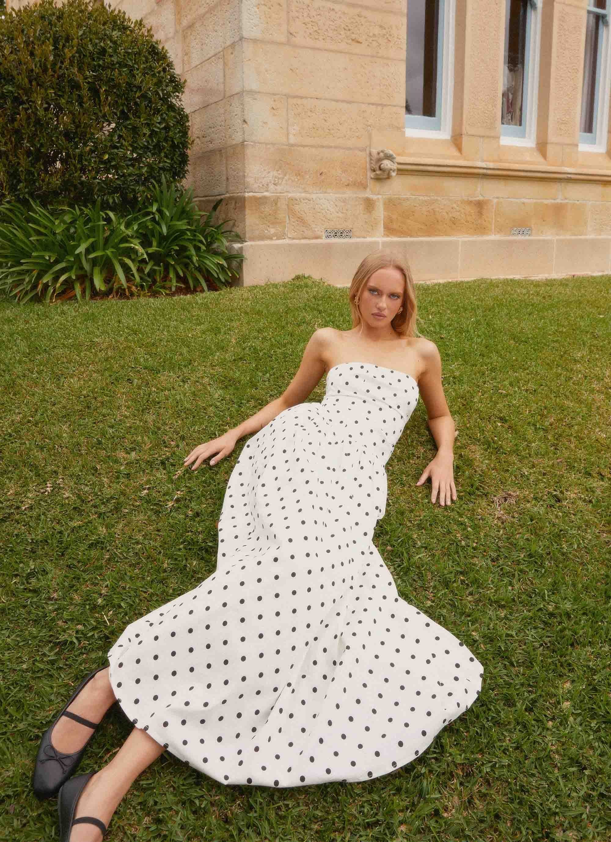 Andorra Maxi Dress - White Polkadot - Image 8