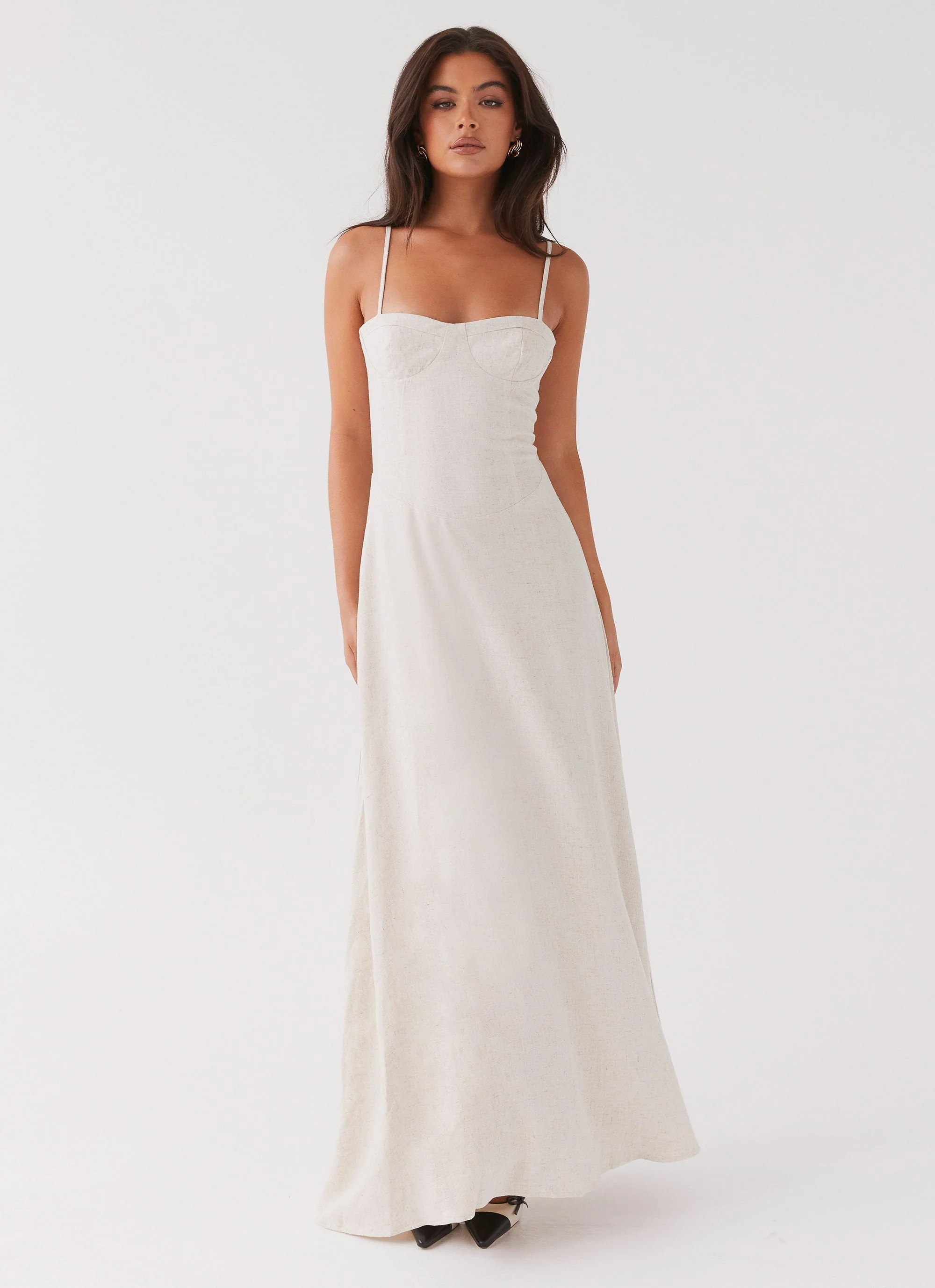 Angelina Linen Maxi Dress - Oatmeal - Image 2