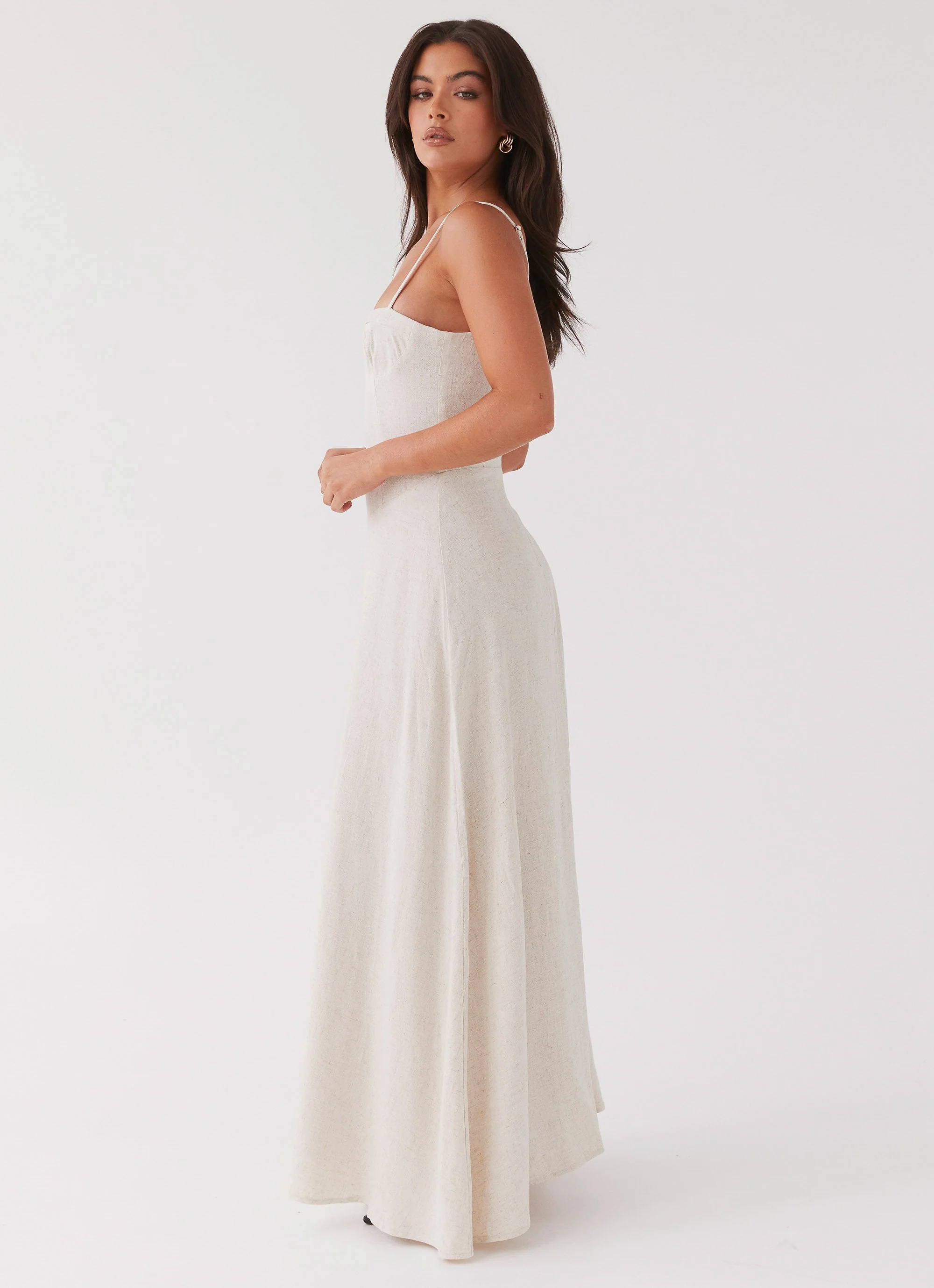 Angelina Linen Maxi Dress - Oatmeal - Image 3