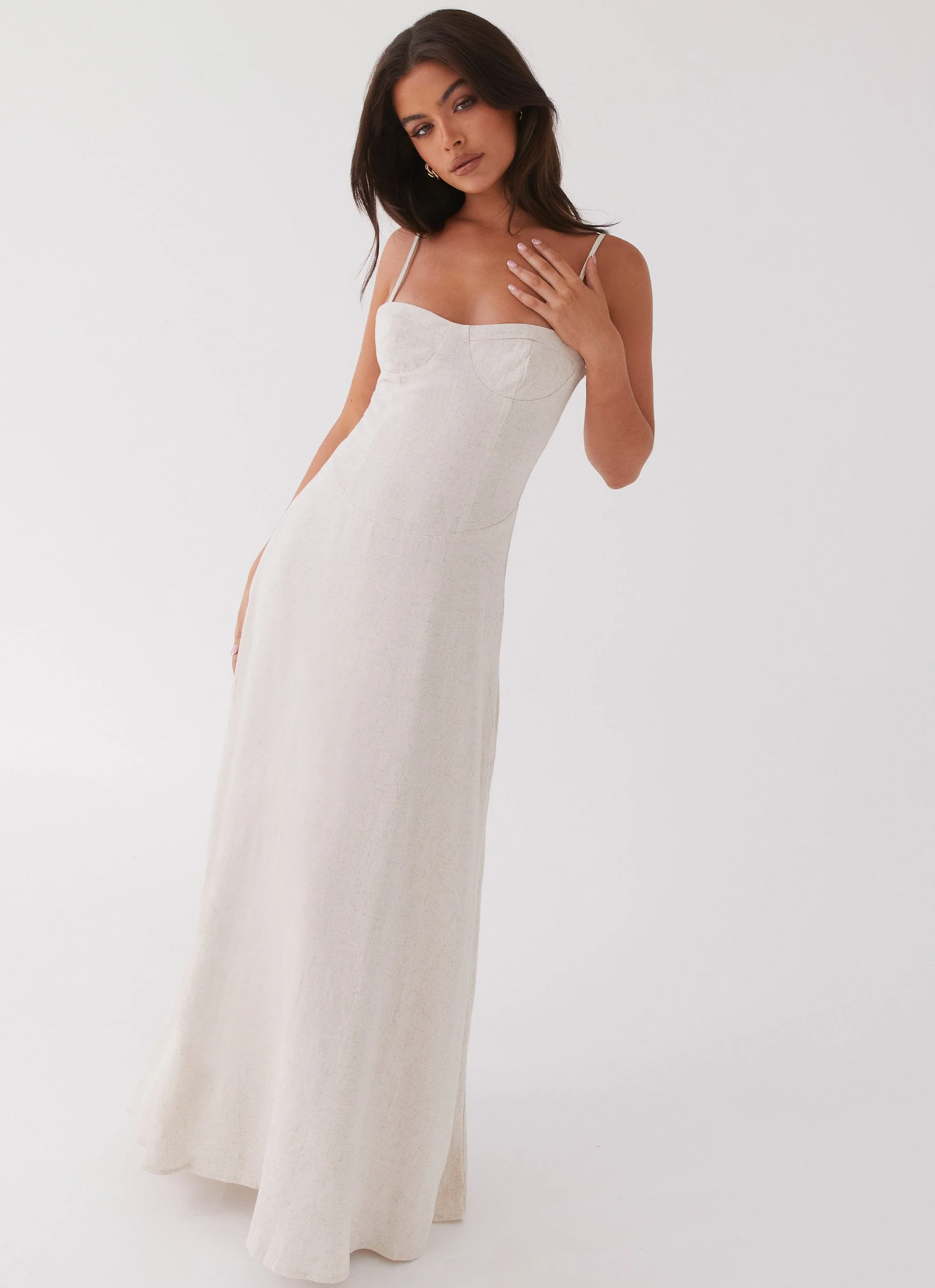 Angelina Linen Maxi Dress - Oatmeal - Image 5