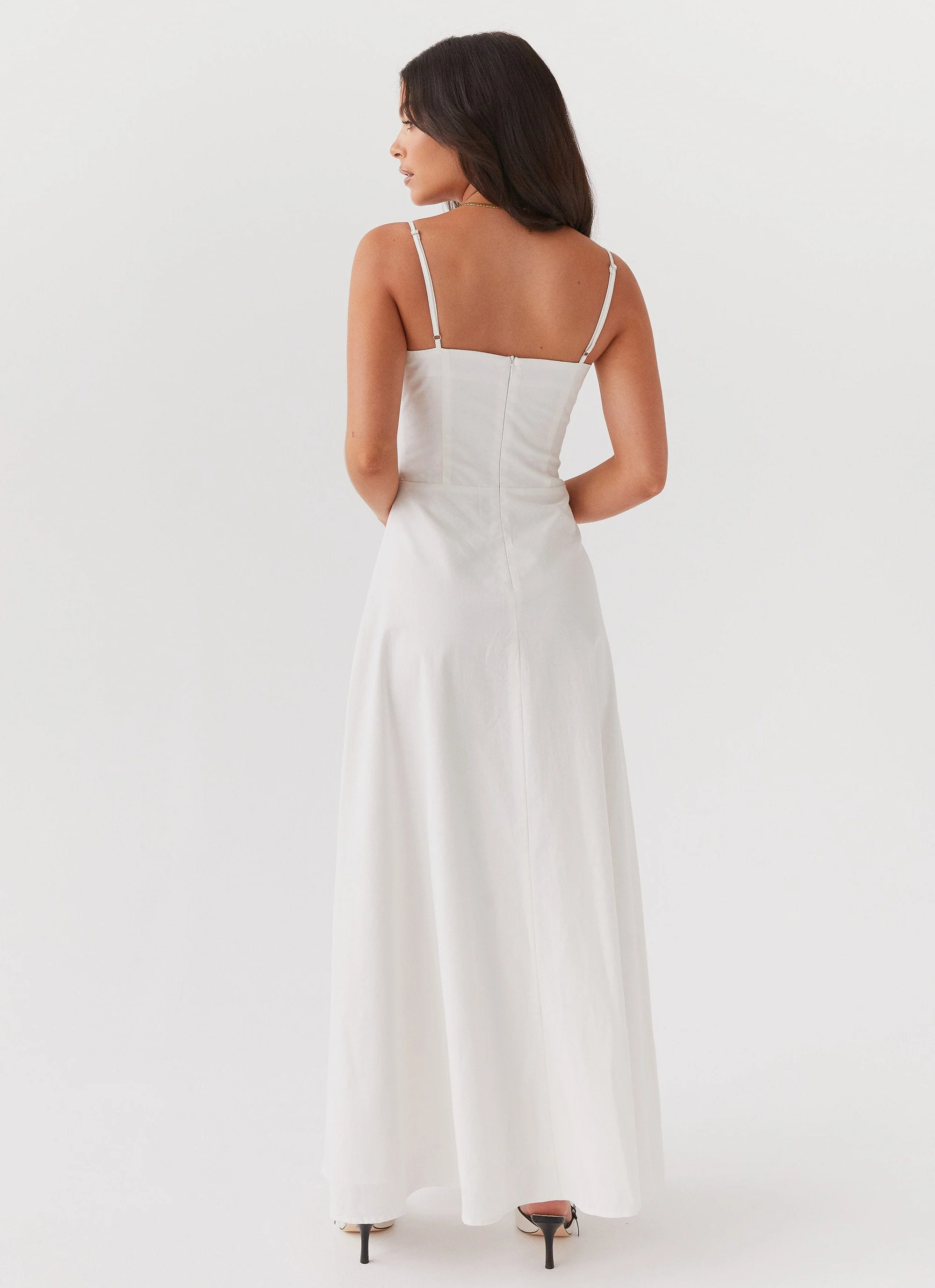 Angelina Linen Maxi Dress - White - Image 4