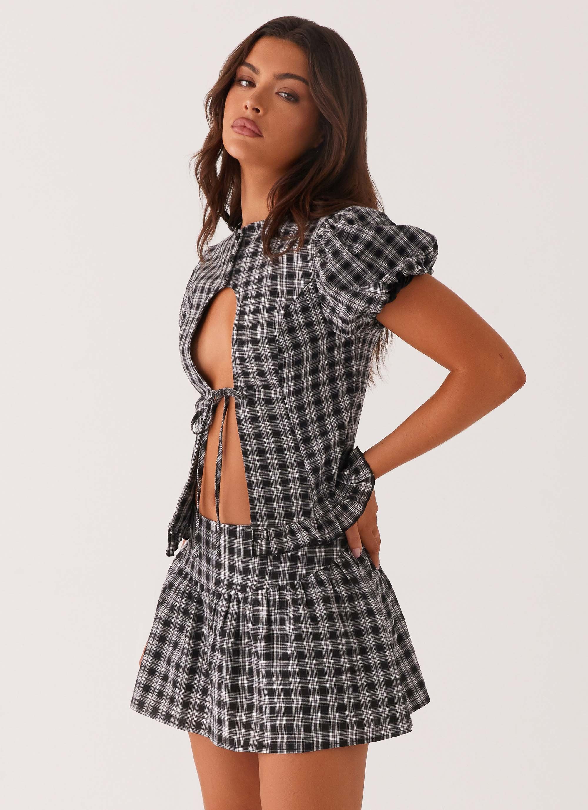 Annie Mini Skirt - White Black Check - Image 6