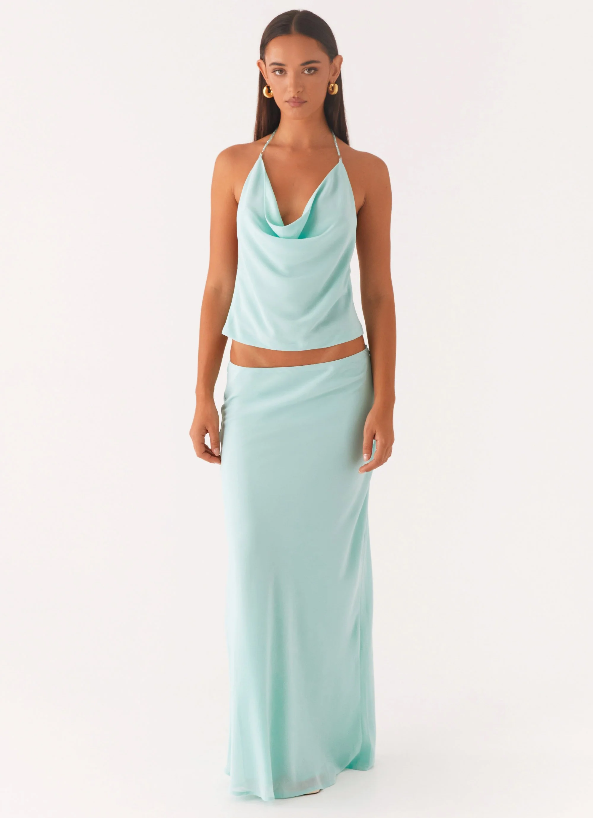 Another Life Chiffon Maxi Skirt - Pale Blue - Image 6