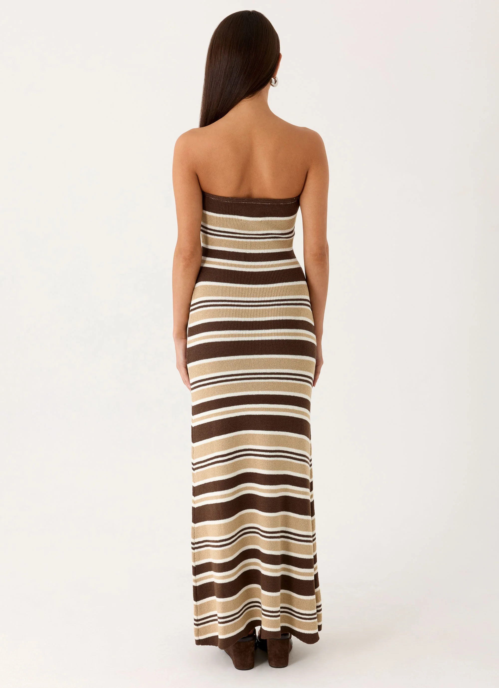 Antonie Knit Maxi Dress - Chocolate Olive Stripe - Image 3
