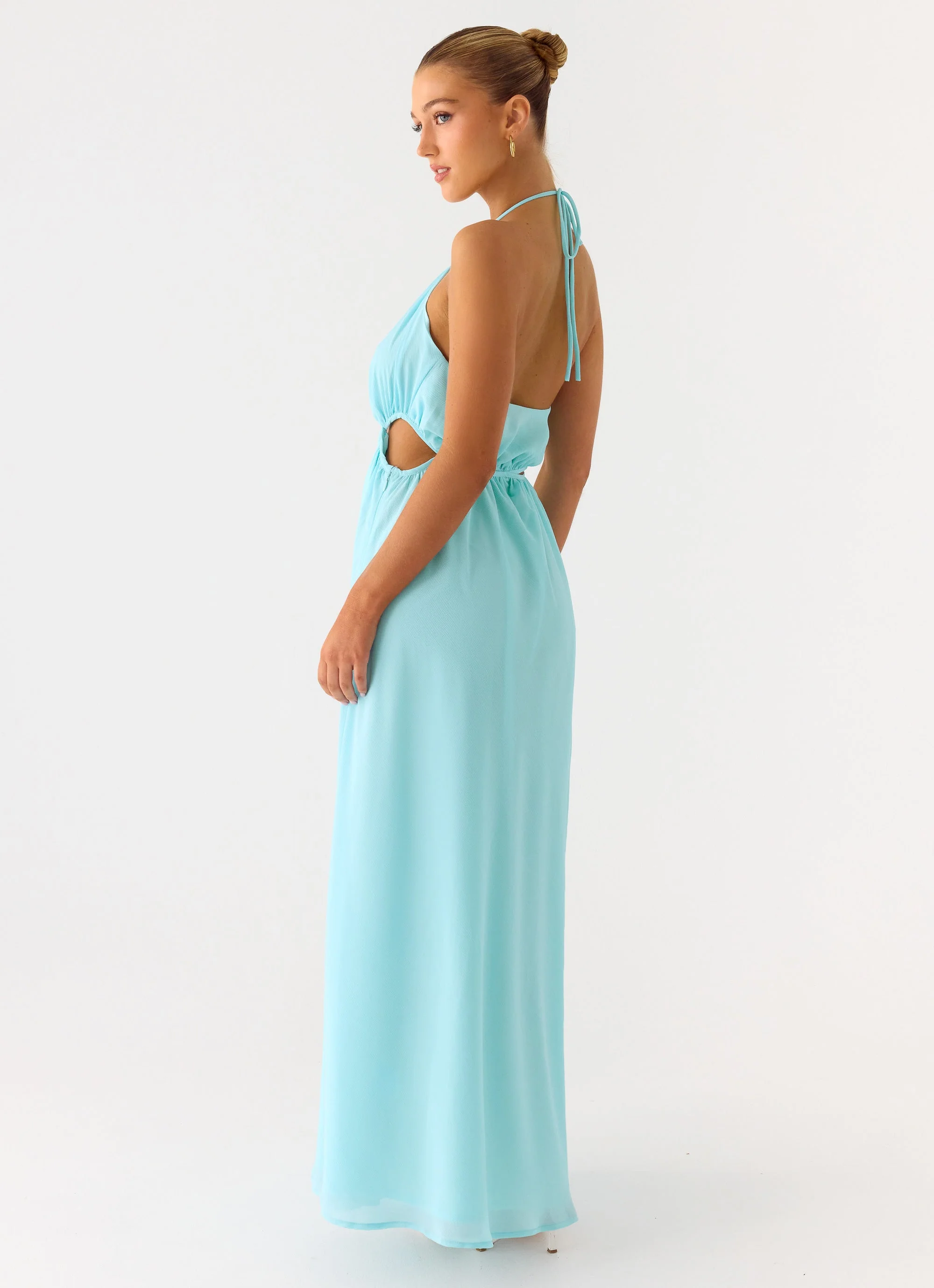 Ardenzelle Chiffon Halter Neck Maxi Dress - Turquoise - Image 5