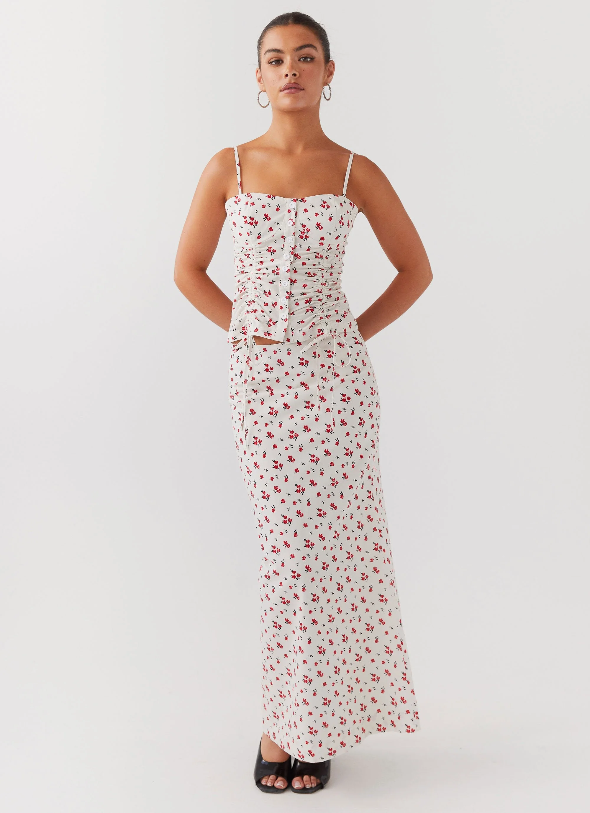 Ariana Linen Bustier Top - Poppy Floral - Image 2