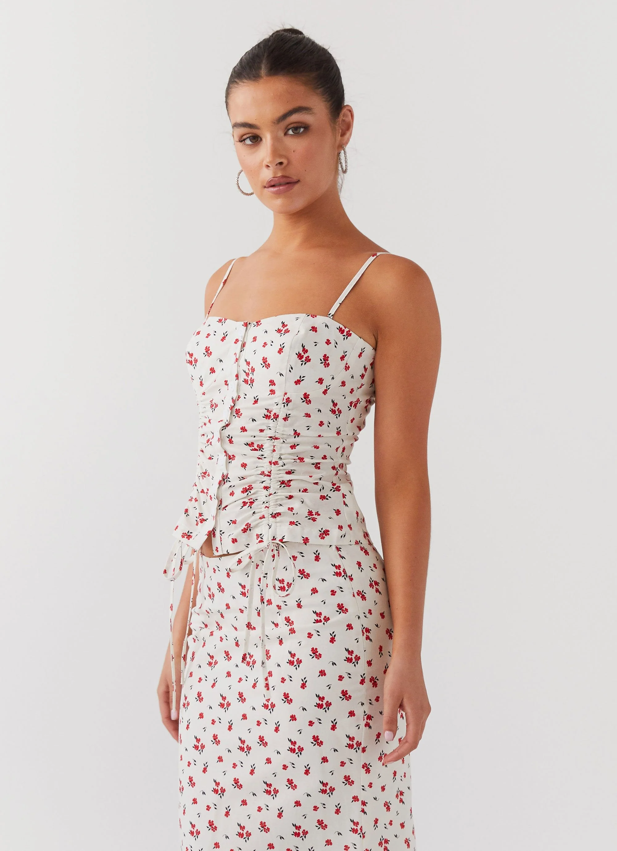 Ariana Linen Bustier Top - Poppy Floral - Image 3
