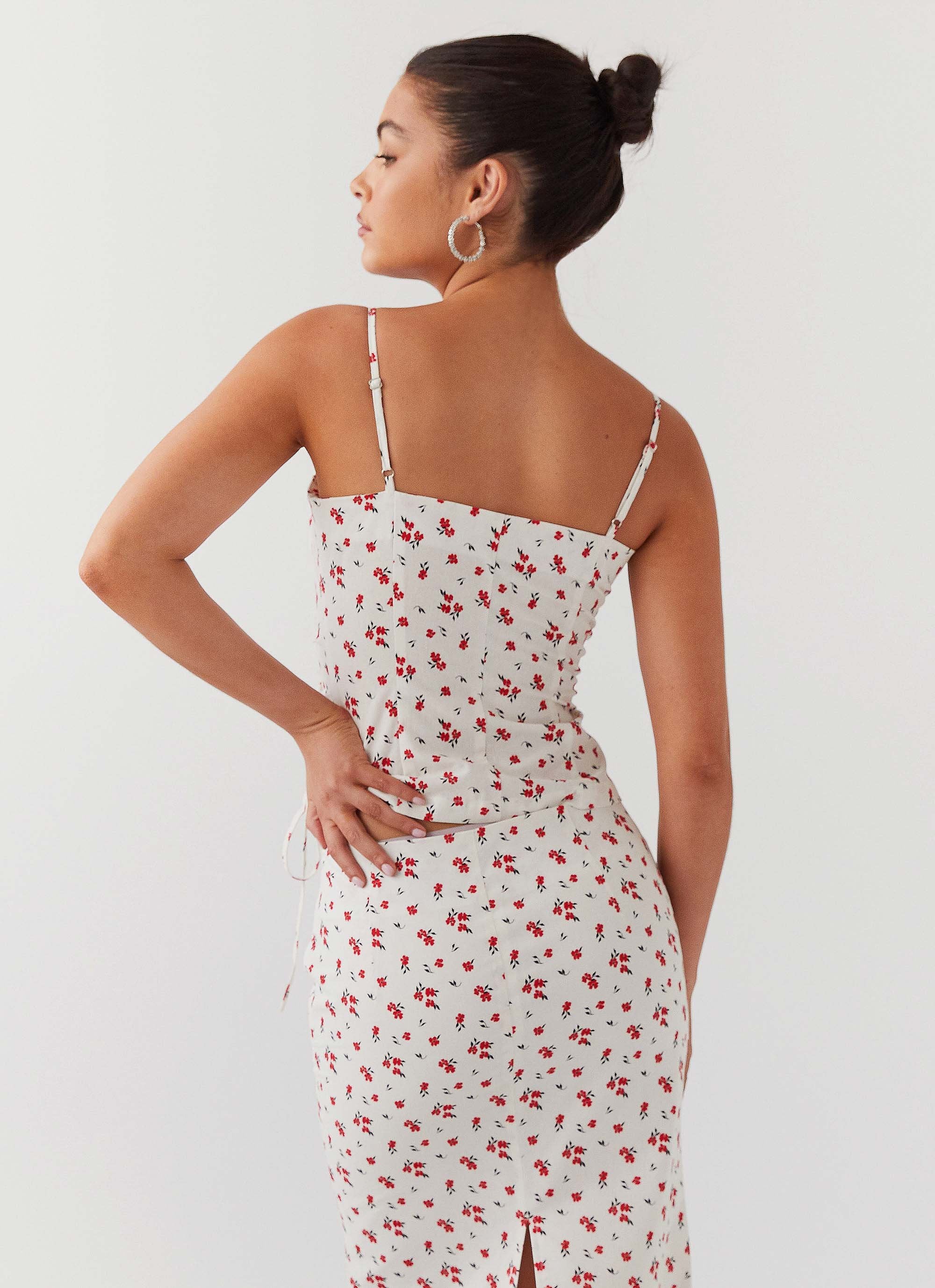Ariana Linen Bustier Top - Poppy Floral - Image 4