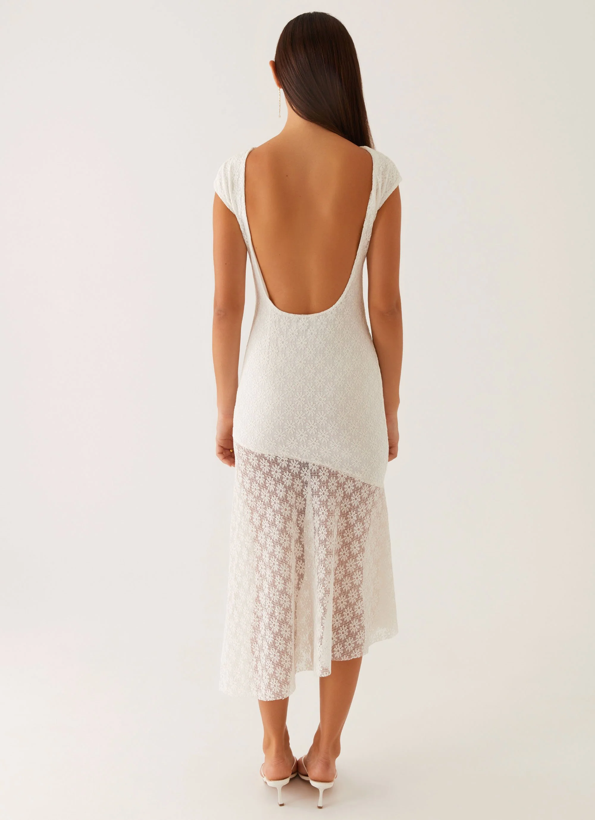 Arielle Open Back Midi Dress - White - Image 4