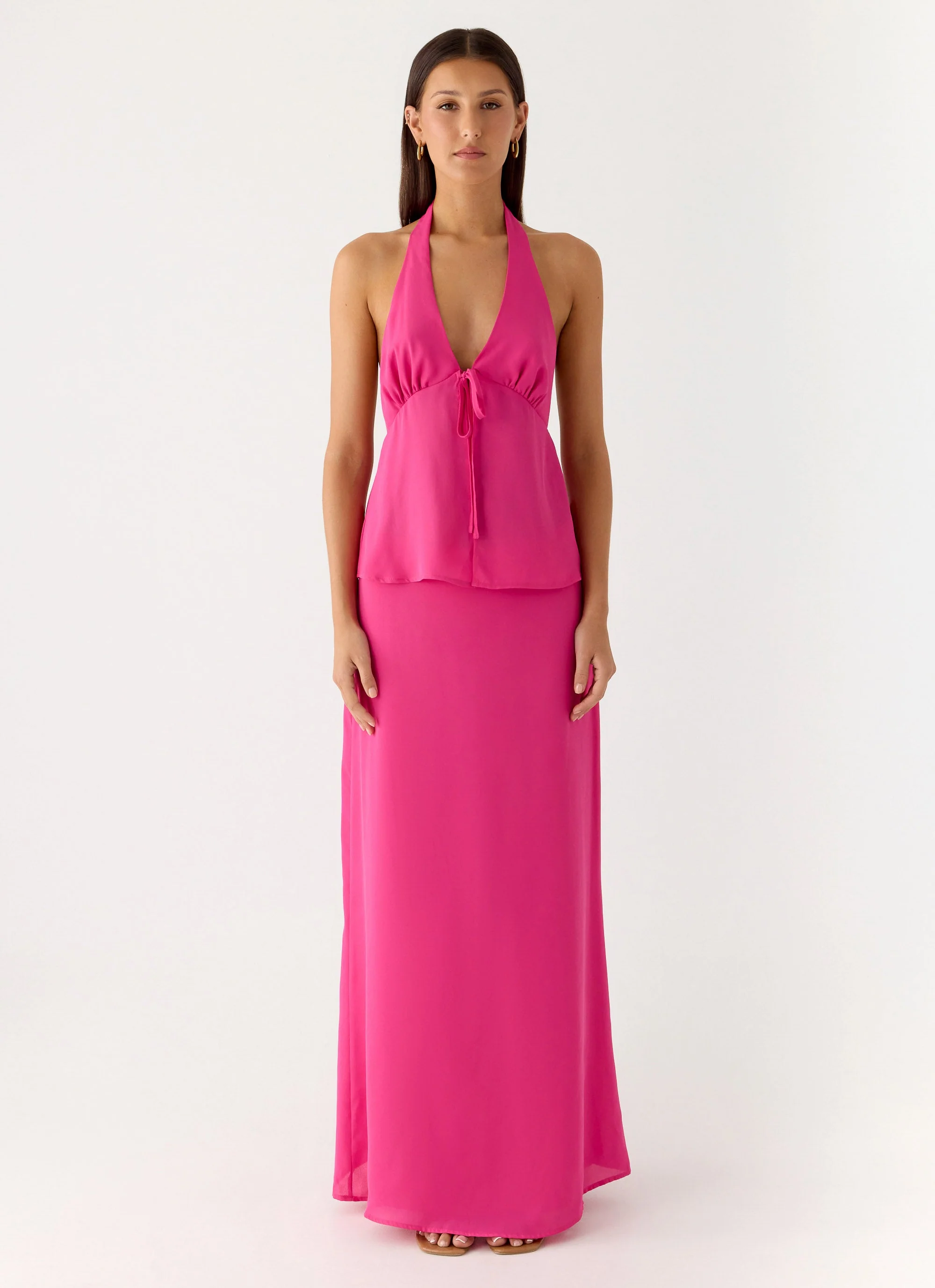 Ashlea Tie Front Top - Fuchsia - Image 4