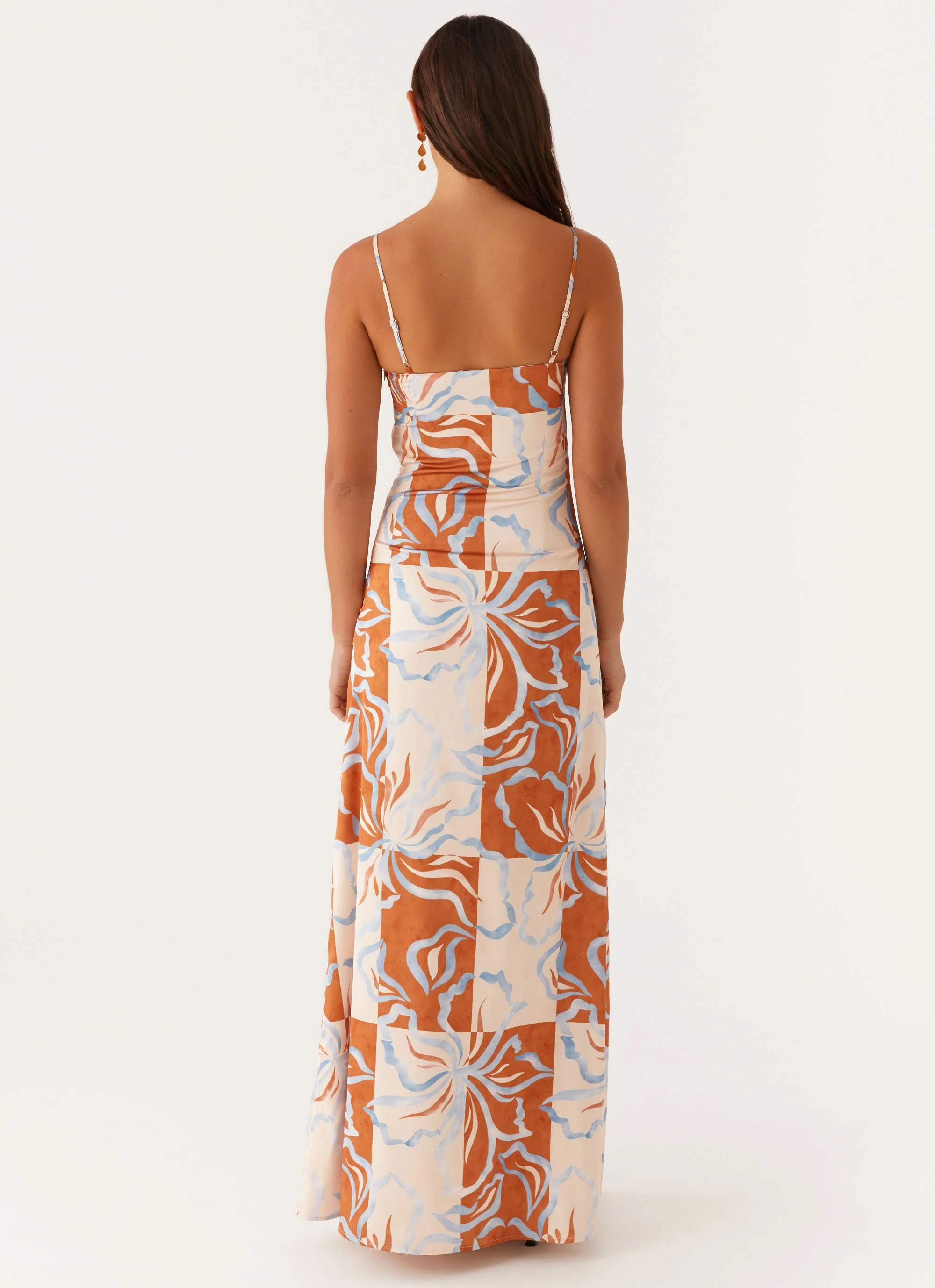 Aster Bloom Maxi Dress - Orange Blue Floral - Image 4
