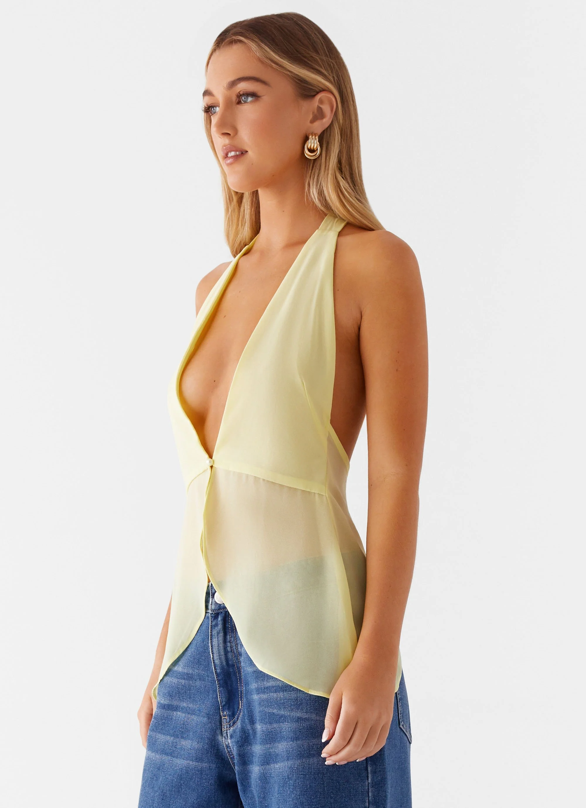 At Last Halterneck Top - Yellow - Image 3